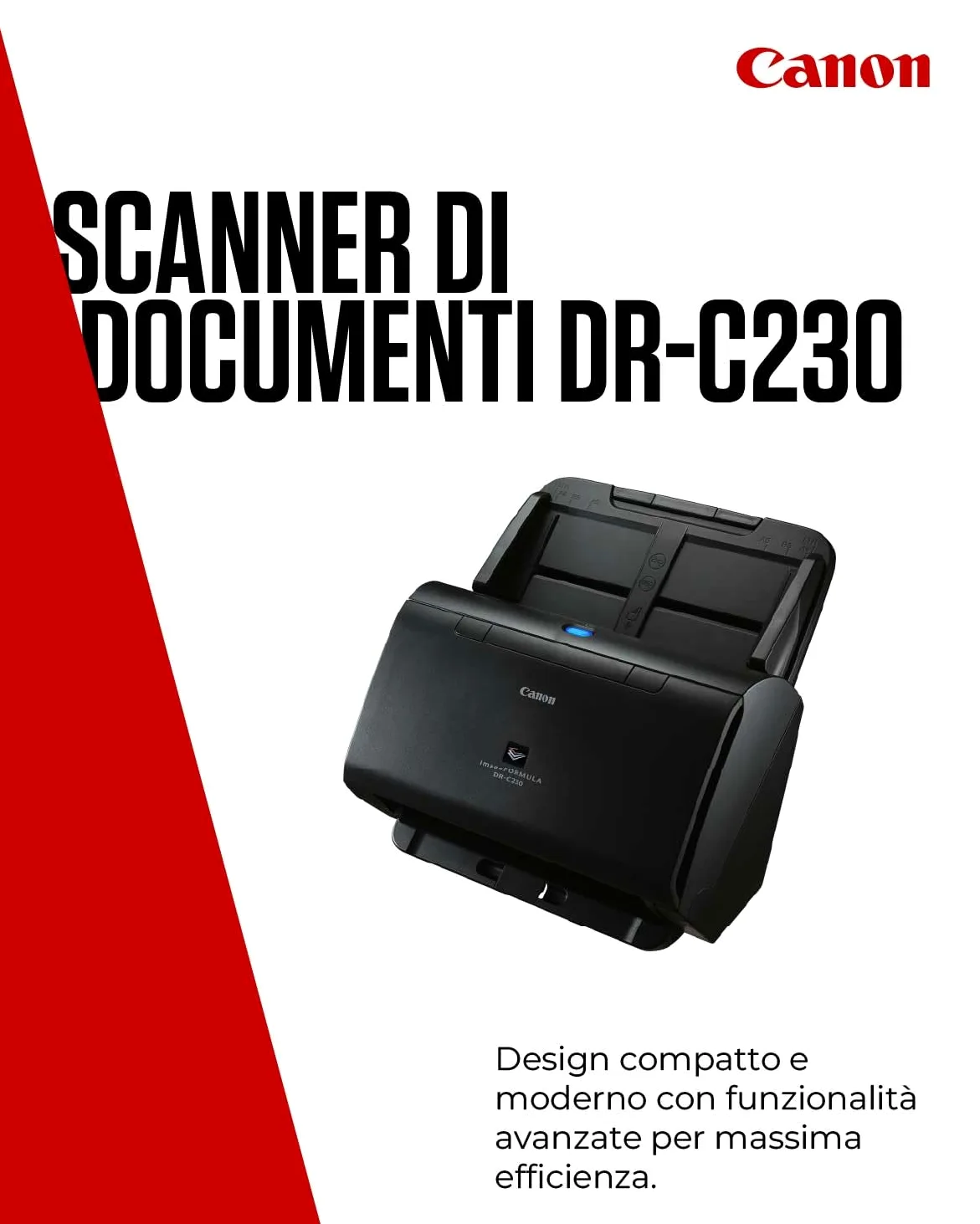 Canon Scanner per Documenti imageFORMULA DR-C225II | Scanner Fronte-Retro con USB per Casa e Ufficio | Fino a 25 Pagine al Minuto | Software CaptureOnTouch | Supporto OCR e Scansione su Cloud