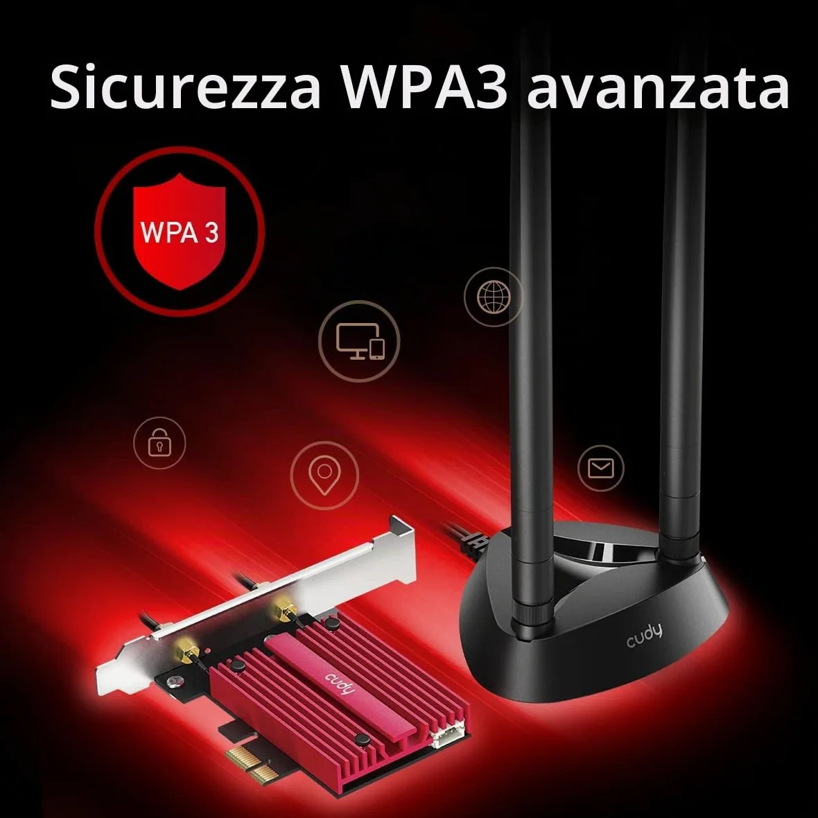 Cudy AX5400 WiFi 6E PCIe Card, Bluetooth 5.2 Adattatore PCIE, AX210, Adattatore Wireless a Banda Tri, Staffa a Basso Profilo, WPA3, Mu-Mimo, Ofma,Windows 11/10 64 Bits, WE4000