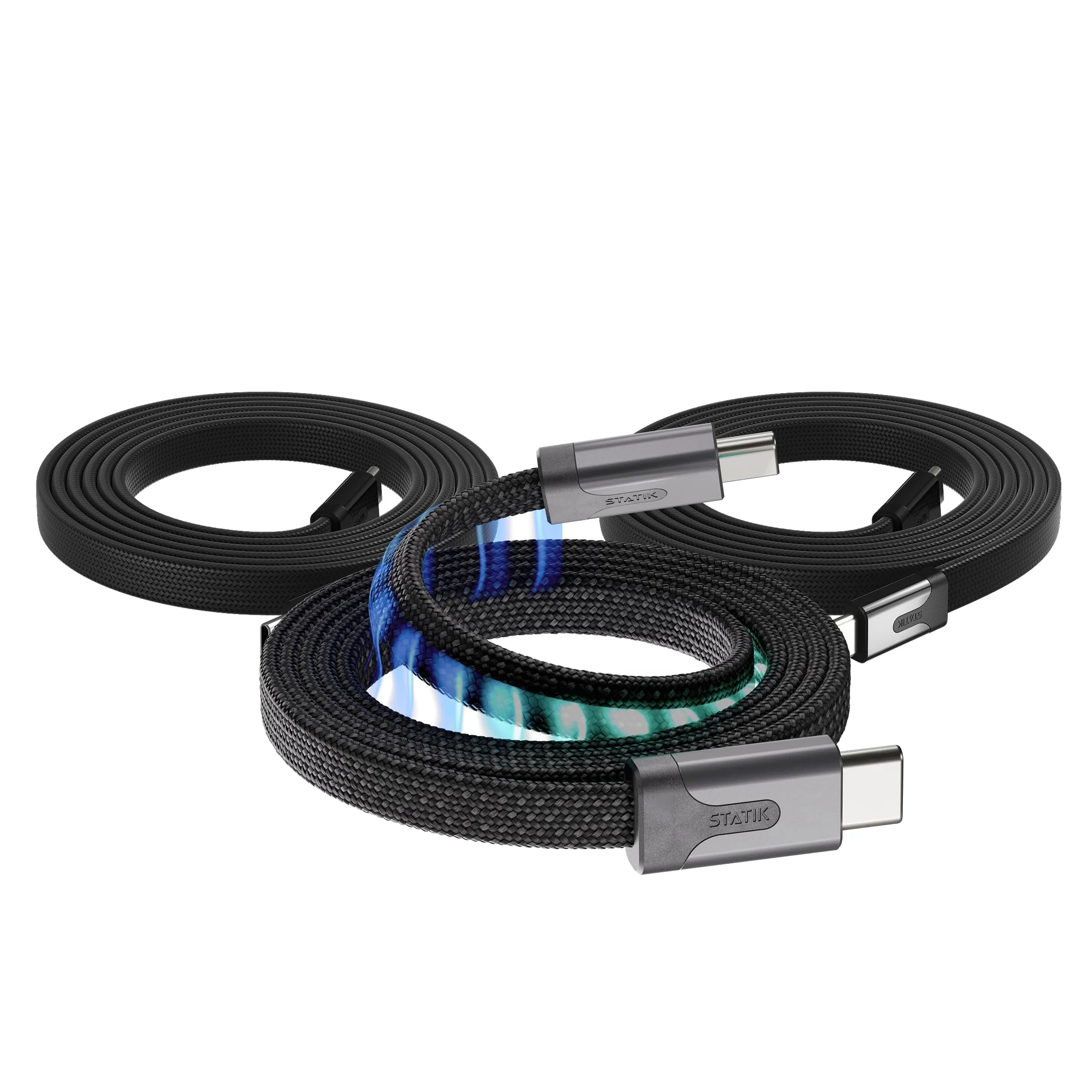 Statik MagStack - Cavo da USB C a USB C, cavo magnetico anti-groviglio piatto di tipo C, cavo di ricarica veloce, cavo di ricarica magnetico, compatibile con iPhone 16 Pro Max, 15, Galaxy S24 Ultra