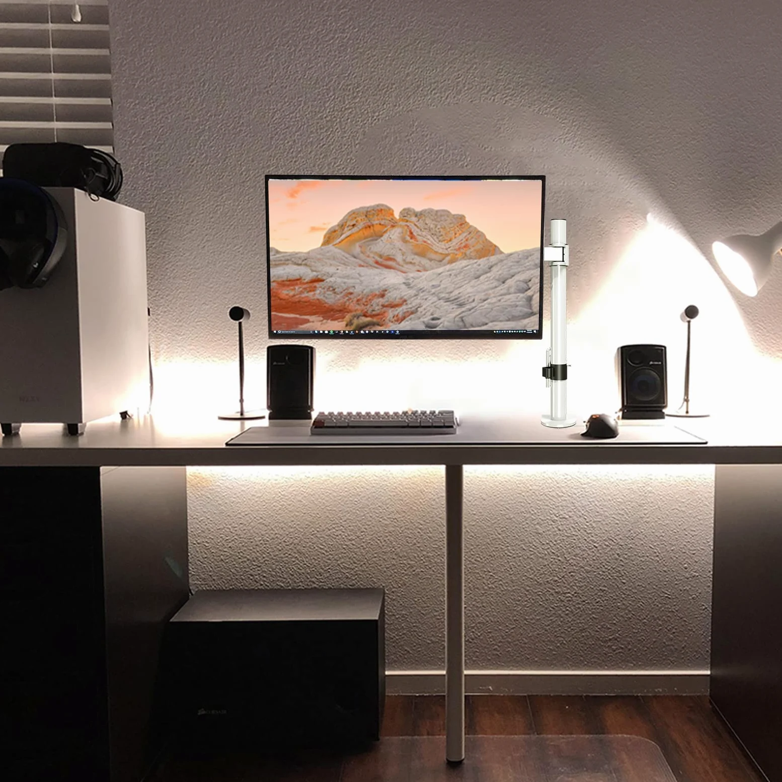 Suptek braccio per monitor singolo da scrivania supporto per schermi LED LCD da 13-27 pollici supporti per monitor per PC fino a 10 kg VESA 75/100 mm bianco MD9421W