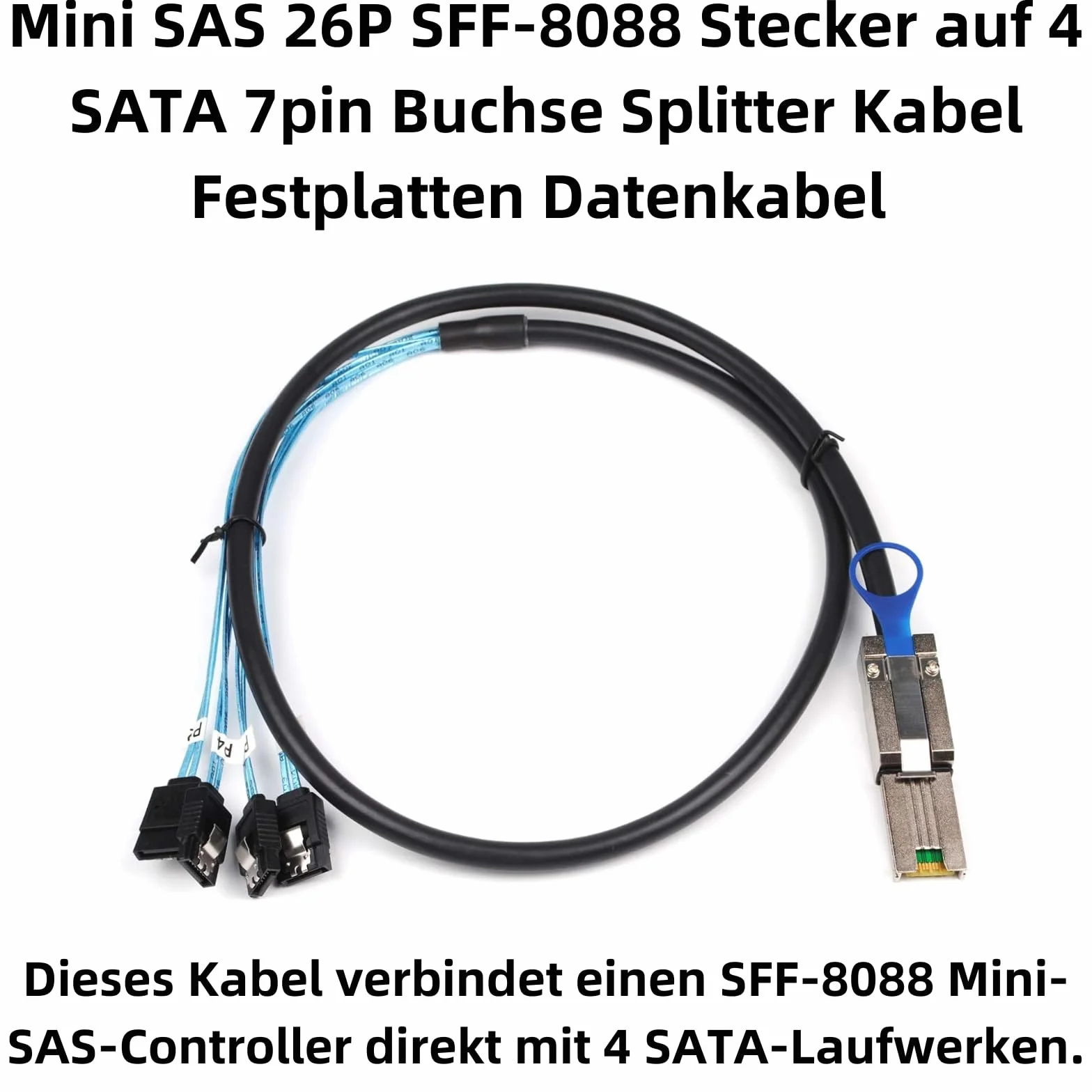 Mini SAS 26P SFF-8088 4 Cavi Splitter SATA 1m Cavo Dati per Dischi Rigidi