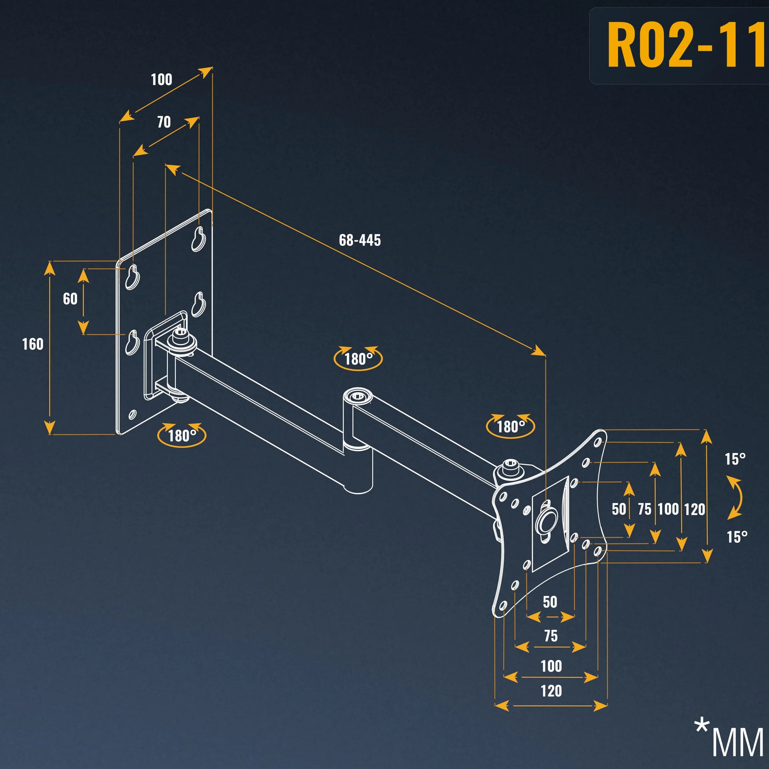 RICOO R02-11 Supporto TV da parete Staffa TV 13-34 pollici per 13 34 pollici girevole inclinabile fino a 20 kg max VESA 100x100 | Supporto per TV da parete, orientabile, VESA 75 x 75, 100 x 100, supporto per monitor curvo