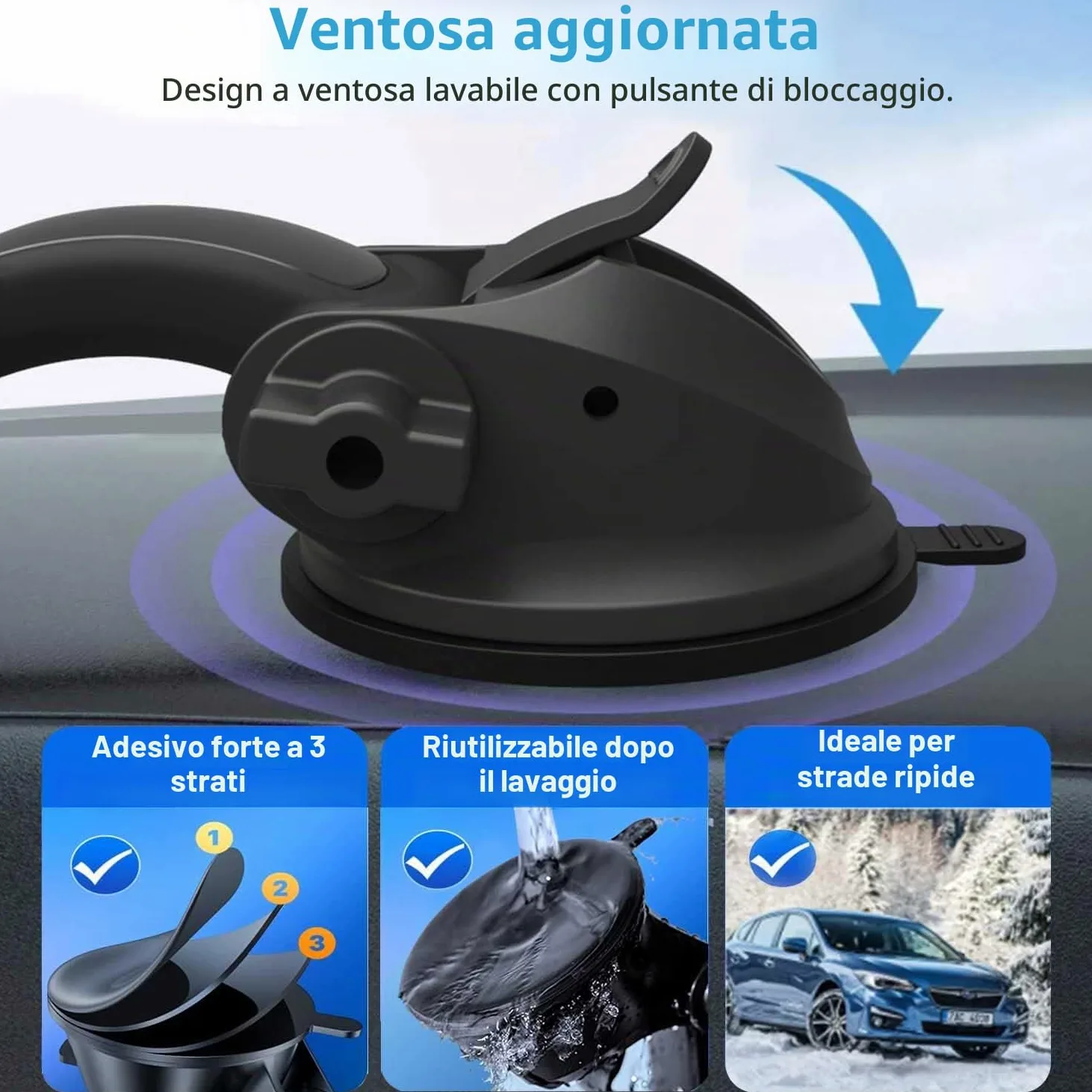 Supporto Tablet Auto Cruscotto per 4-13 pollice iPad Smartphone, Porta Tablet Cruscotto Parabrezza, Portatablet per iPad Pro 12.9 10.5 9.7 Air Mini, Samsung Tab, Fire HD, iPhone, Cellulare
