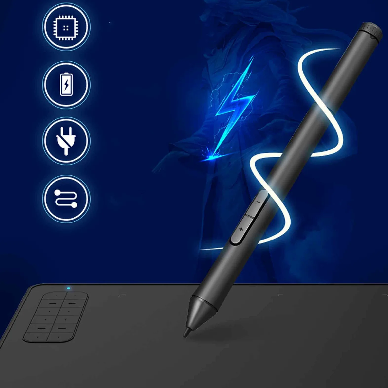 Tyenaza Tavoletta Grafica, 12 Tasti di Scelta Rapida Tavoletta Grafica con Sensibilità alla Pressione di Livello 8192 per Laptop Desktop