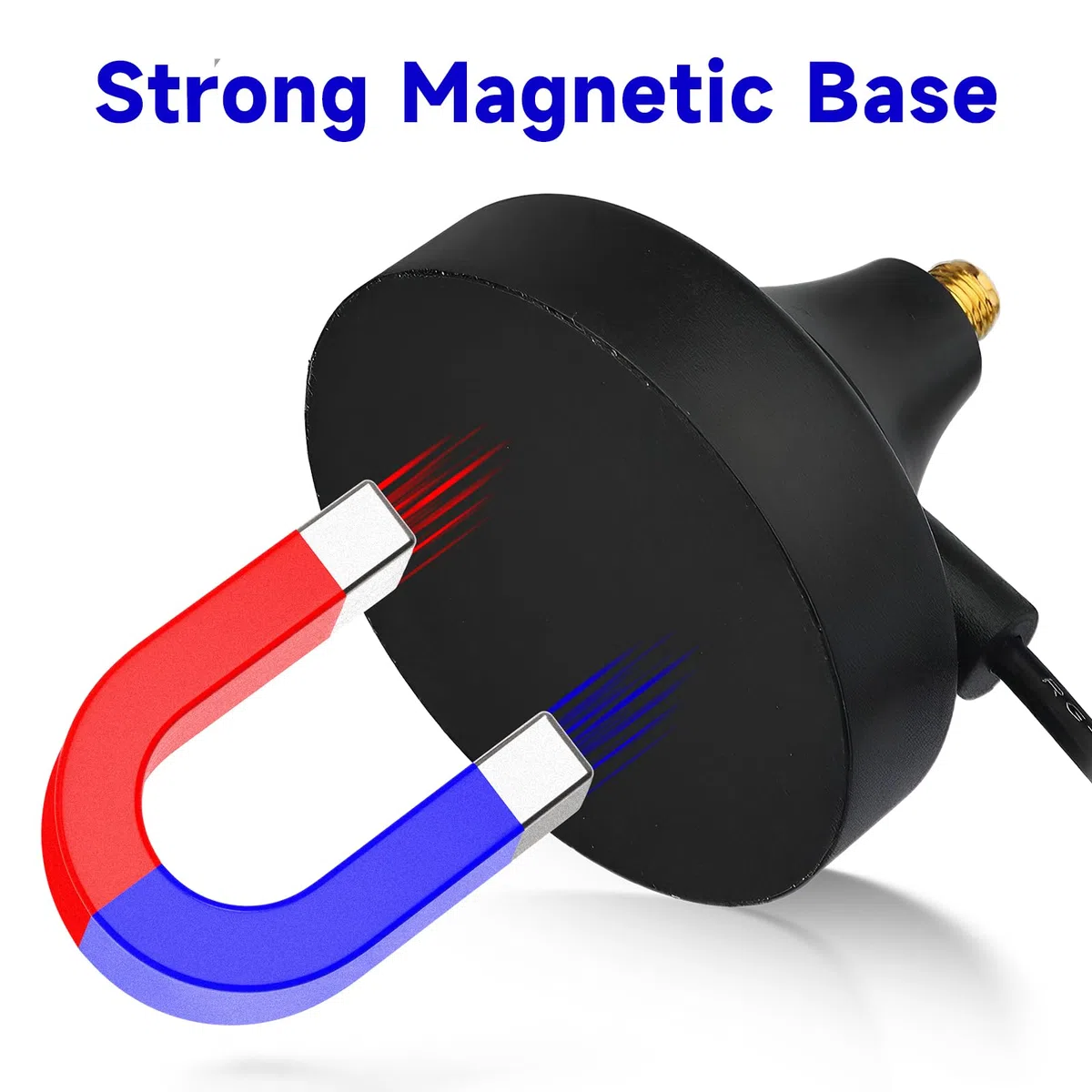 Superbat Base Magnetica Connettore SMA Femmina e Cavo RG174 da 3m con Connettore SMA Maschio Adatta per Antenne WiFi/GSM/3G/4G LTE
