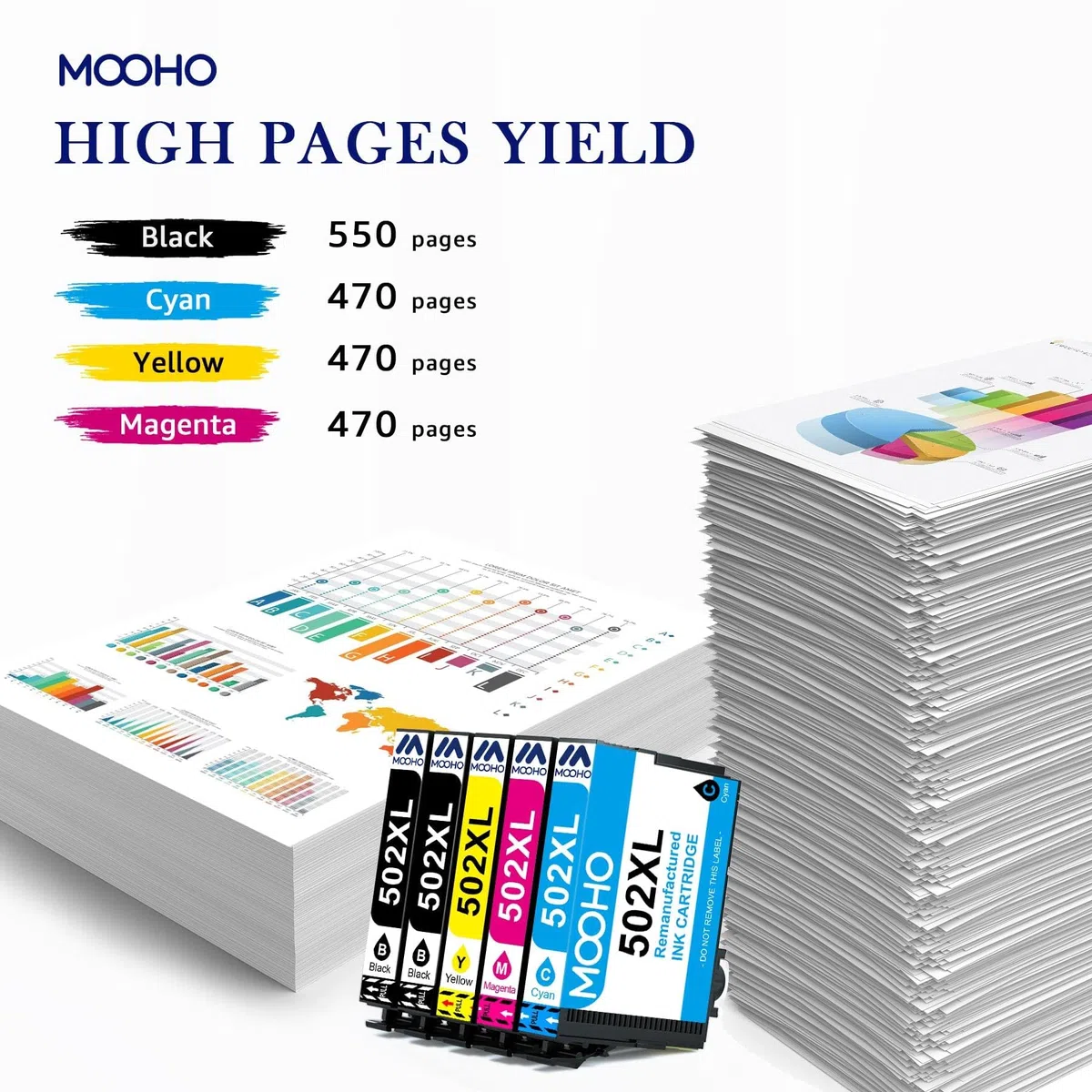 502XL Multipack Cartucce per Epson 502 502XL per Expression Home XP 5100 XP-5105 XP-5150 XP-5155, Workforce WF 2860 WF-2860DWF WF-2865DWF WF-2880DW(5-Pack)