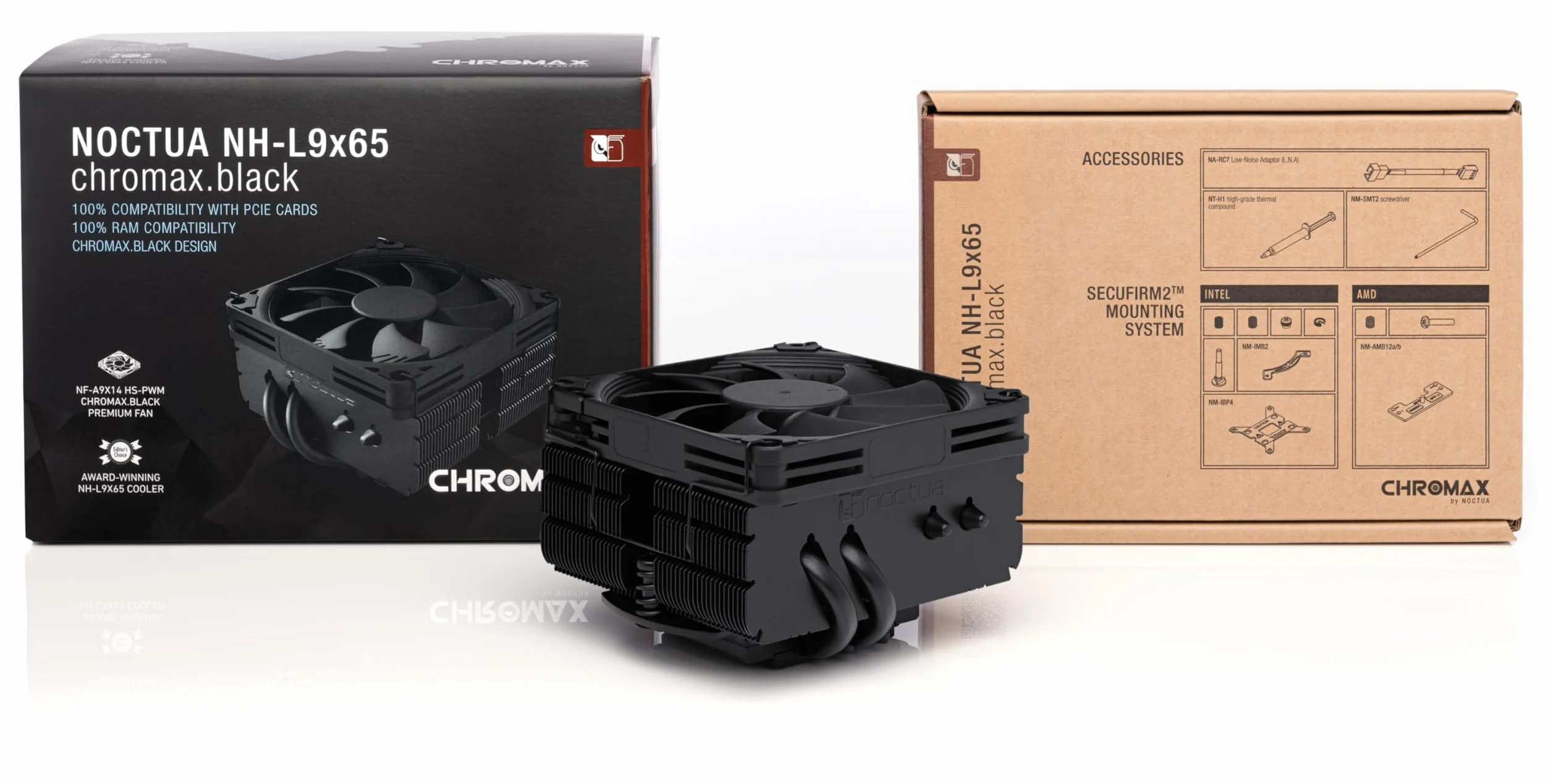 Noctua NH-L9x65 chromax.black, Dissipatore a Basso Profilo per CPU (65 mm, Nero)