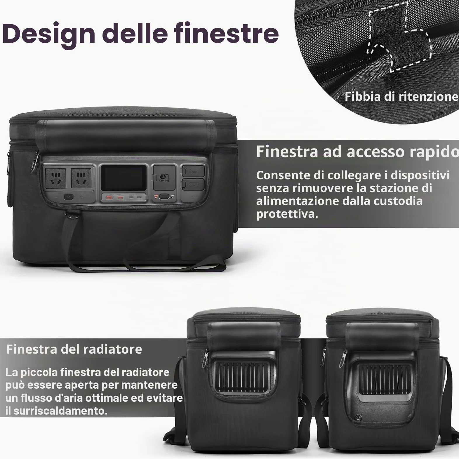 Borsa morbida per il trasporto compatibile con DJI Power 1000 Portable Power Station, custodia per alimentazione esterna, cavo di ricarica e accessori