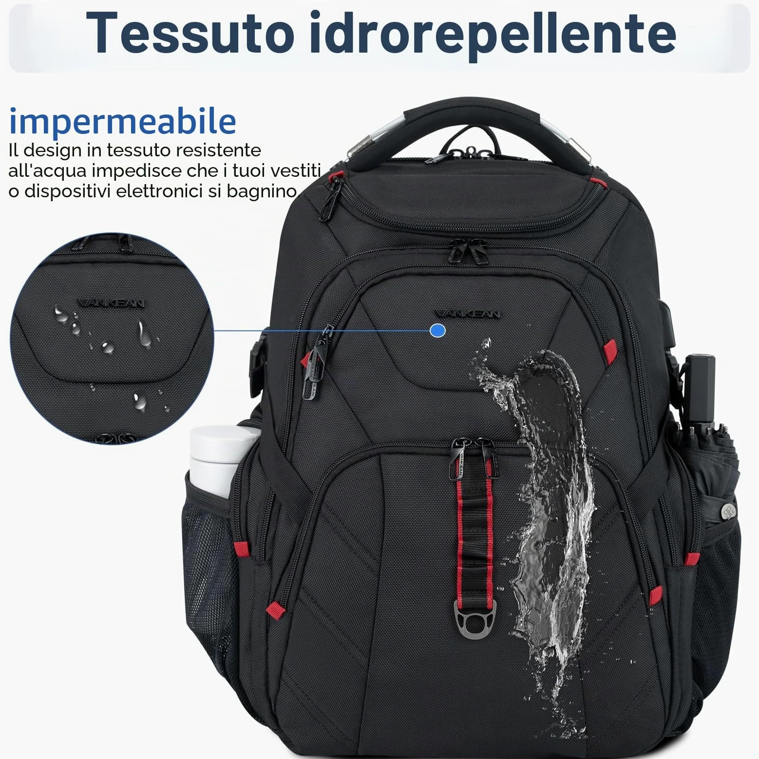 VANKEAN Zaino da viaggio per laptop da 17,3 ''