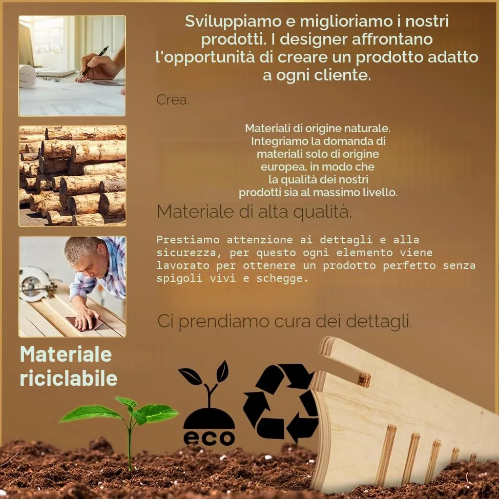 Supporto per computer portatile in legno, con supporto e scrivania in piedi, prodotto in UE