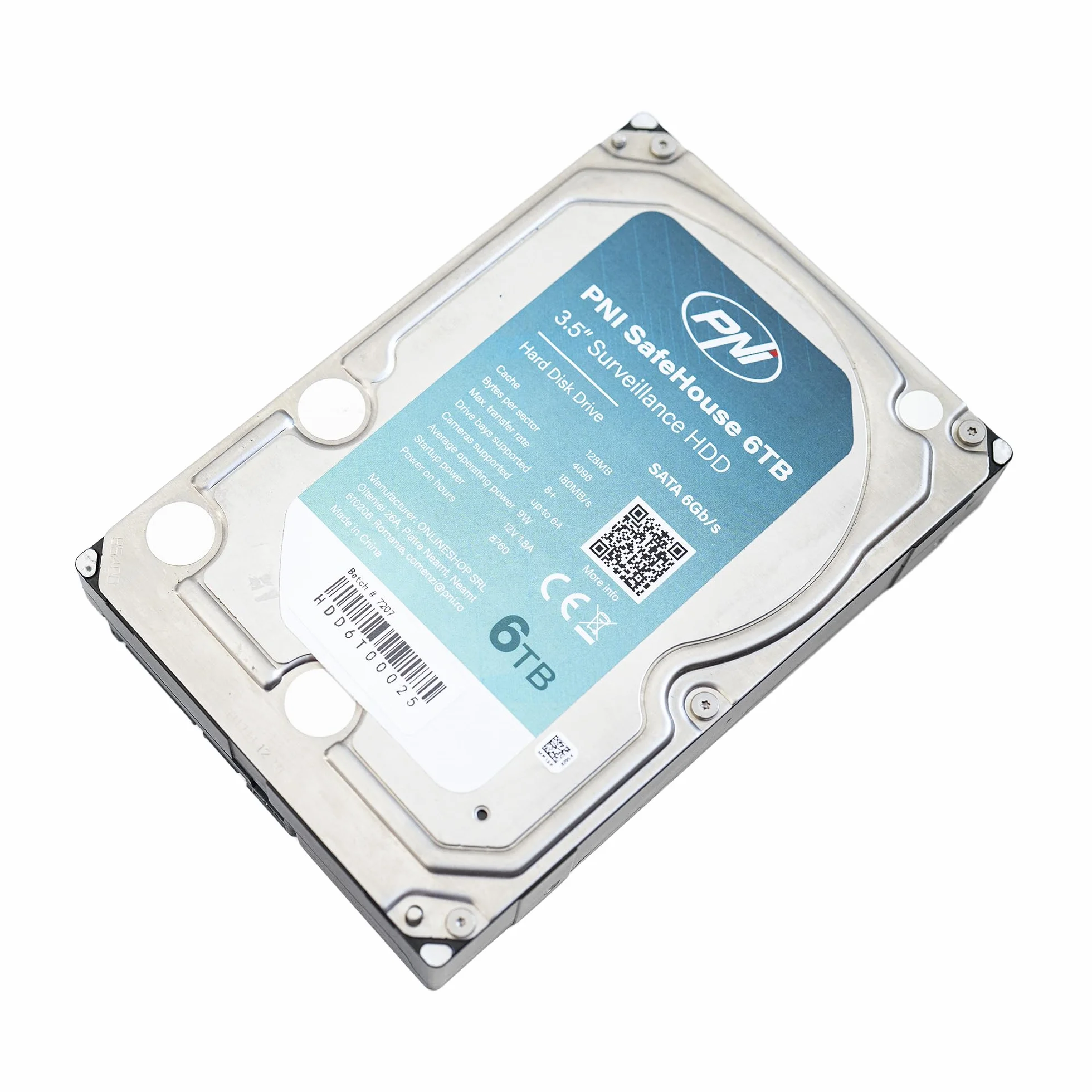 Hard Disk interno PNI SafeHouse 6TB 3,5" HDD, CCTV, 128MB, SATA III, 7200 RPM per sistemi di sorveglianza