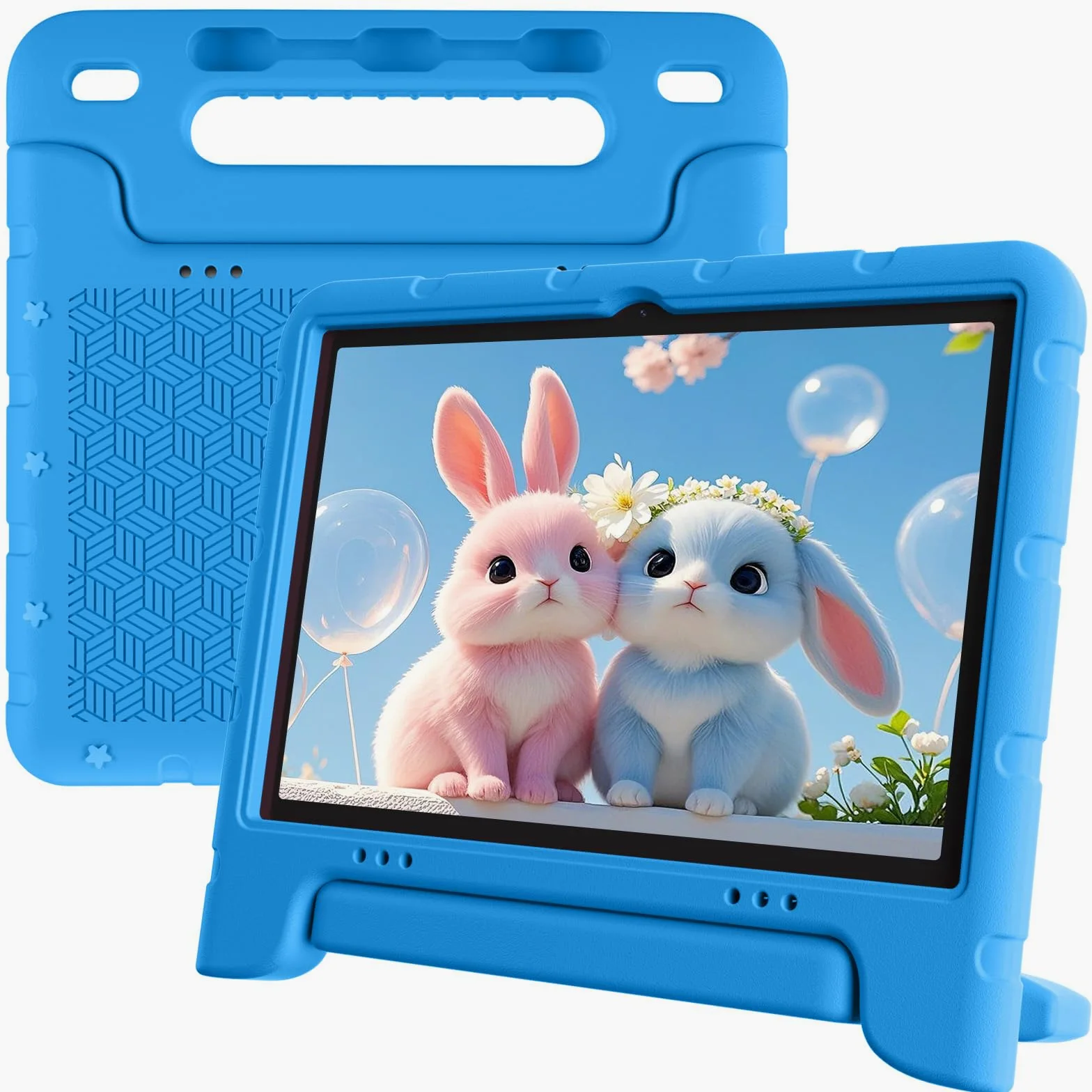 EDDBNi Tablet per bambini Android 15 Tablet da 10 pollici per bambini con custodia Quad Core 64 GB doppia fotocamera controllo parentale 2.4G WiFi compresse educative (blu)