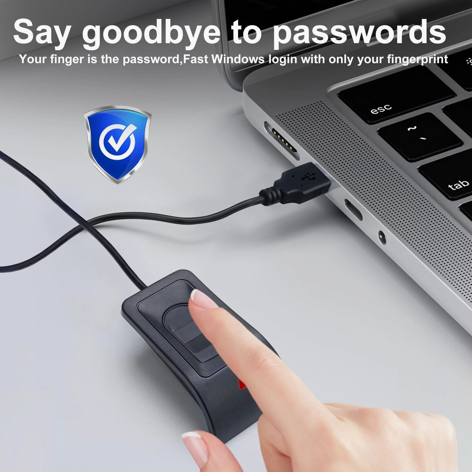 JIANBOLAND Lettore di impronte digitali USB per Windows10/11, installazione automatica del driver plug-and-play Windows Hello con cavo di prolunga da 1,5 m, funzionamento senza password di Windows