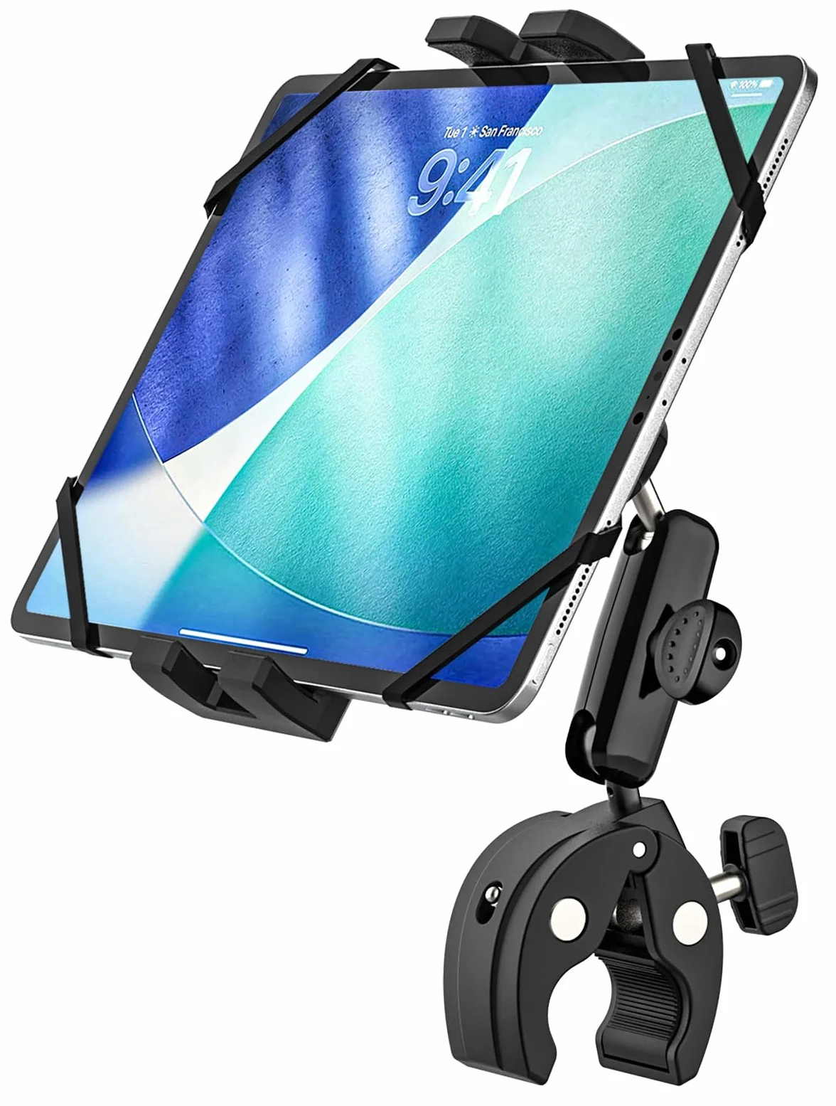 Oilcan Supporto Tablet Moto, Bici, Barca, Passeggino - Braccio Regolabile in Alluminio, Porta iPad Manubrio Asta Tubo Palo per Tablet e Telefono da 4-13", iPad Pro Air Mini/Galaxy Tab/Fire/iPhone