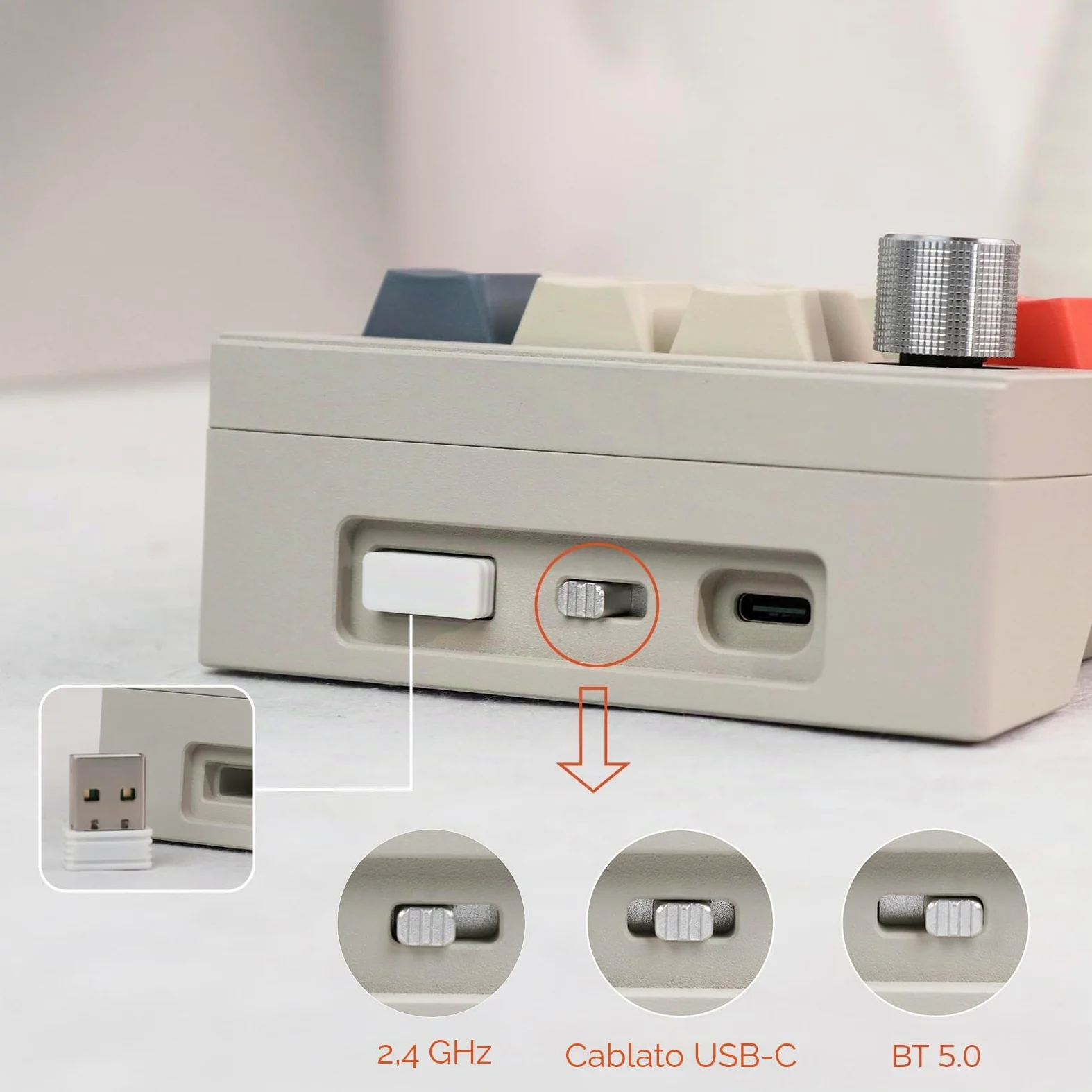 EPOMAKER CIDOO V21 Tastiera Numerica a Guarnizione, Programmabile VIA, Tastierino Numerico Sostituibile a Caldo Bluetooth 5.0/2.4ghz/Wired con Custodia in Lega di Alluminio, Schiuma Poron per E-sport