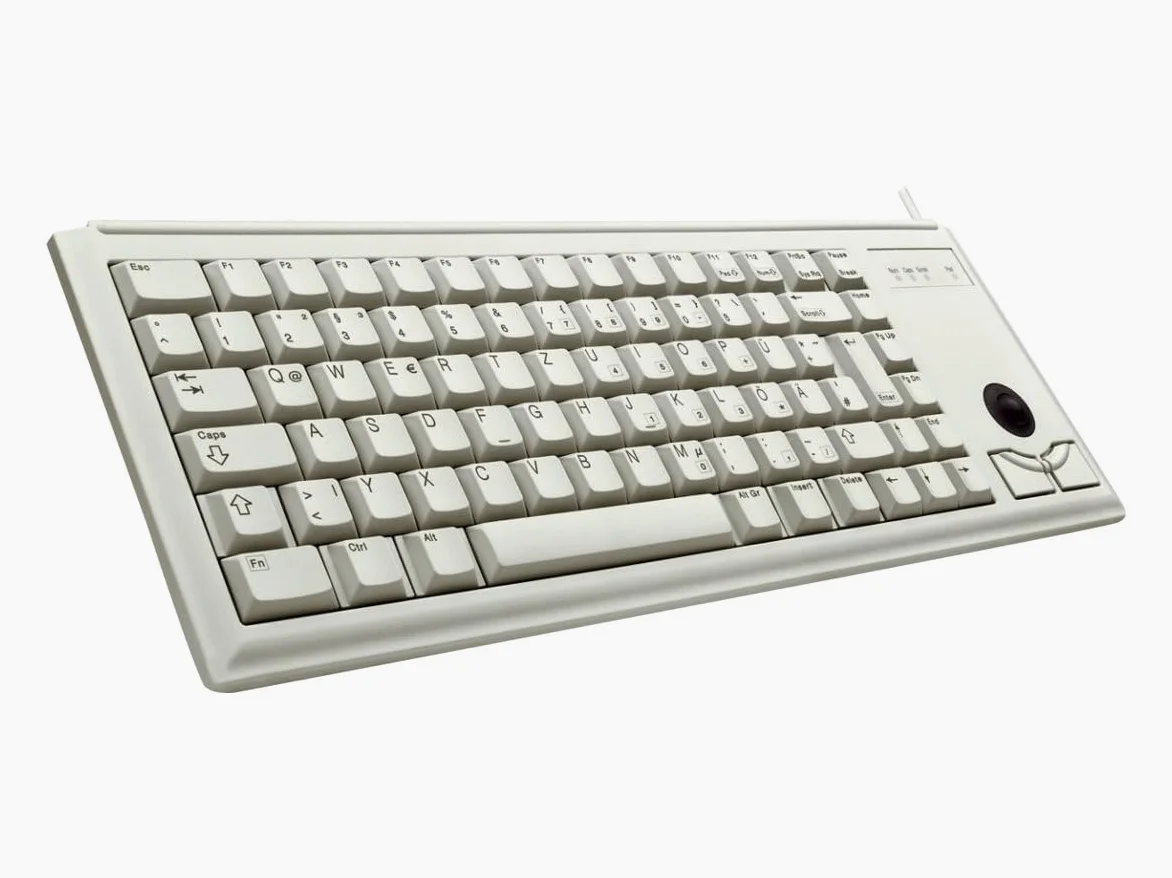 CHERRY G84-4400, Tastiera Compatta con Trackball, Layout per gli Stati Uniti (QWERTY), Cablate (Connessione PS/2), 2 Tasti Mouse, Switch Meccanici CHERRY ML, Grigio