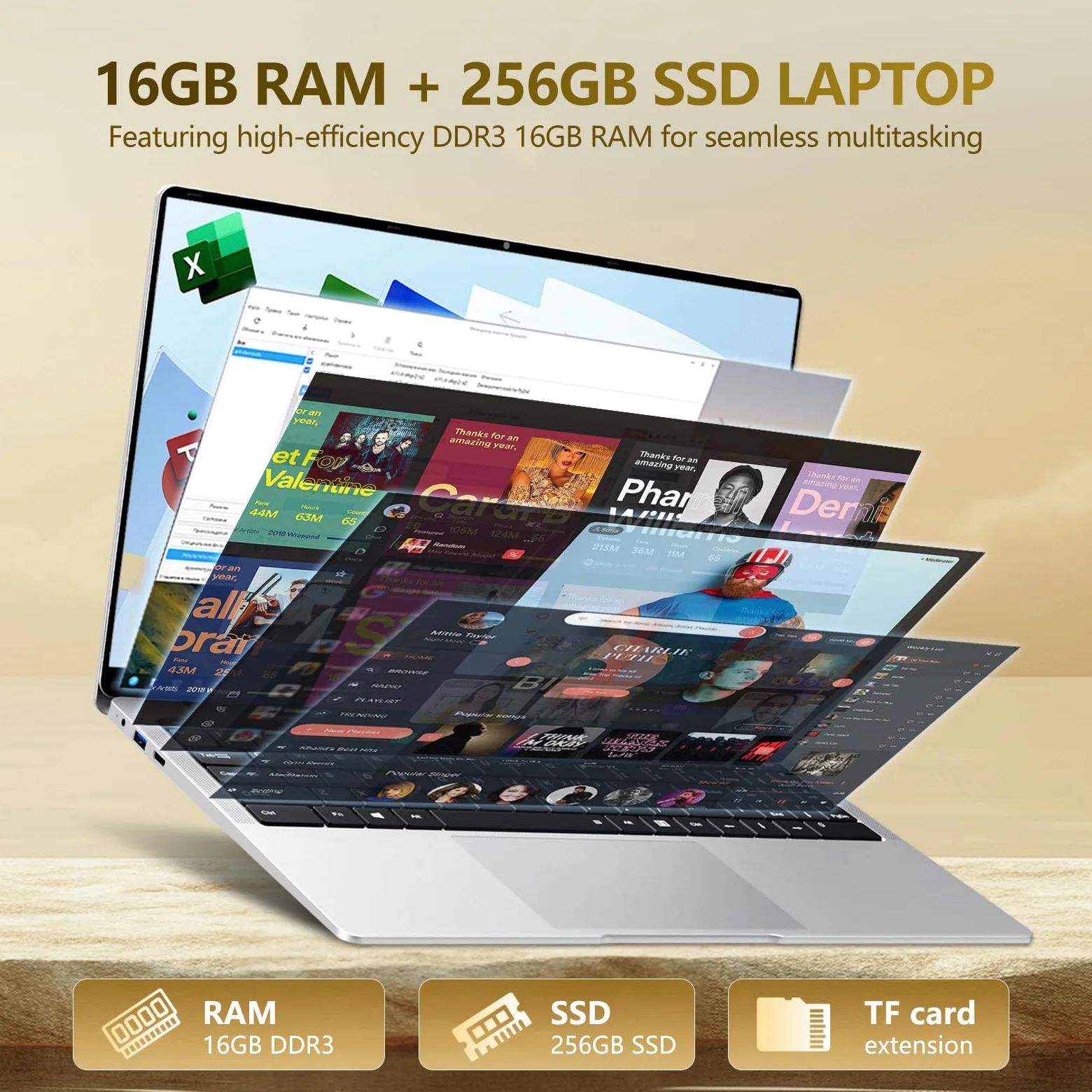 15,6 Pollici PC Portatile, 16GB RAM 256GB SSD Computer portatile | Notebook Core 4425Y (fino a 1,7 GHz), Win 11, compatibile con Wi-Fi 5 e Bluetooth,leggero e portatile, (3,5 libbre)