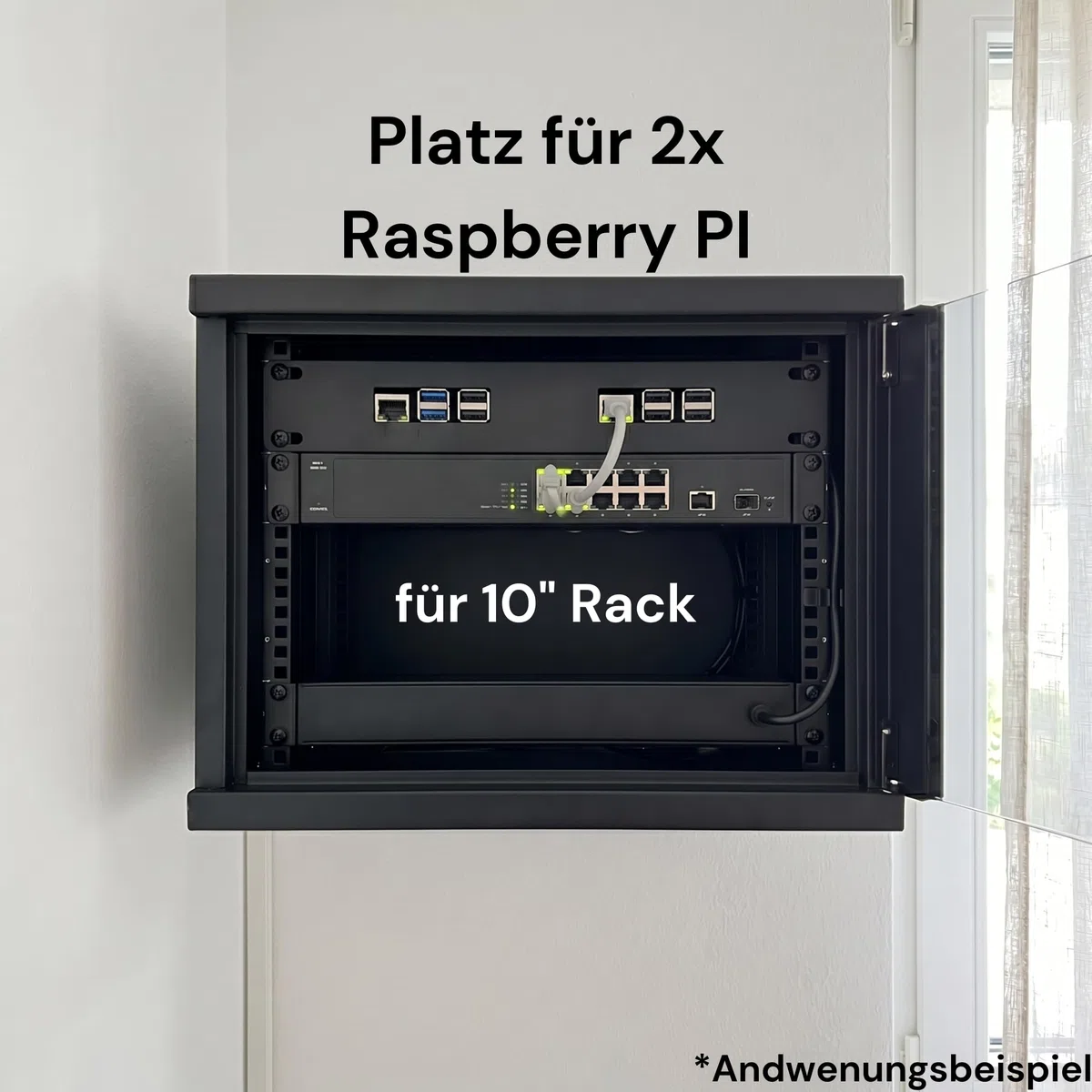 Homelab - Supporto per rack da 10 pollici per 2 Raspberry Pi 5, 4 o 3B+, struttura in plastica stabile, accessorio per server Homelab, prodotto in Germania