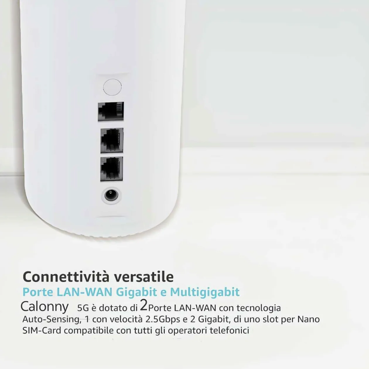 Router 5G AX3000 WIFI 6 con 3 Porte Multifunzione (RJ11/LAN/WAN) 5G NR TDD 2.6Gbp Dual Band, Modem SIM per Casa/Ufficio/Telefonia VoIP 802.11 a/b/g/n/ac/ax