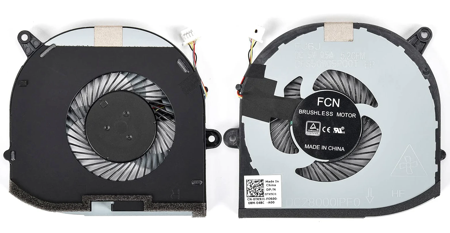 Ventola di raffreddamento CPU w/GPU di ricambio per Dell XPS 15 9570 & XPS 15 7590, Precision 5530 5540 Series Laptop P/N: 008YY9 0TK9J1 TK9J1 08YY9