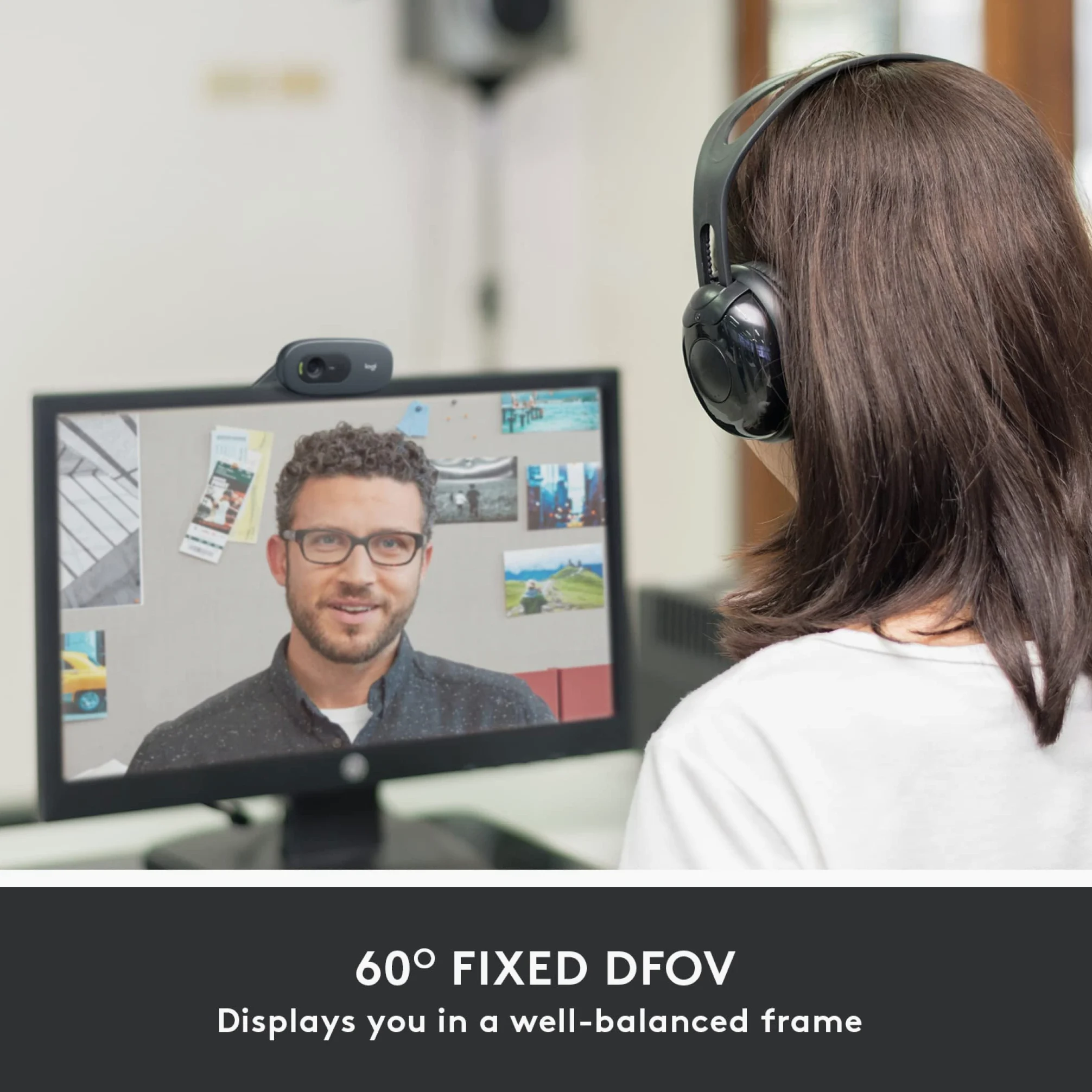 Logitech C505 Webcam HD | Videocamera USB Esterna 720p HD per Desktop, Laptop, Microfono a Lunga Portata, PC, Mac, Chromebook - Nero