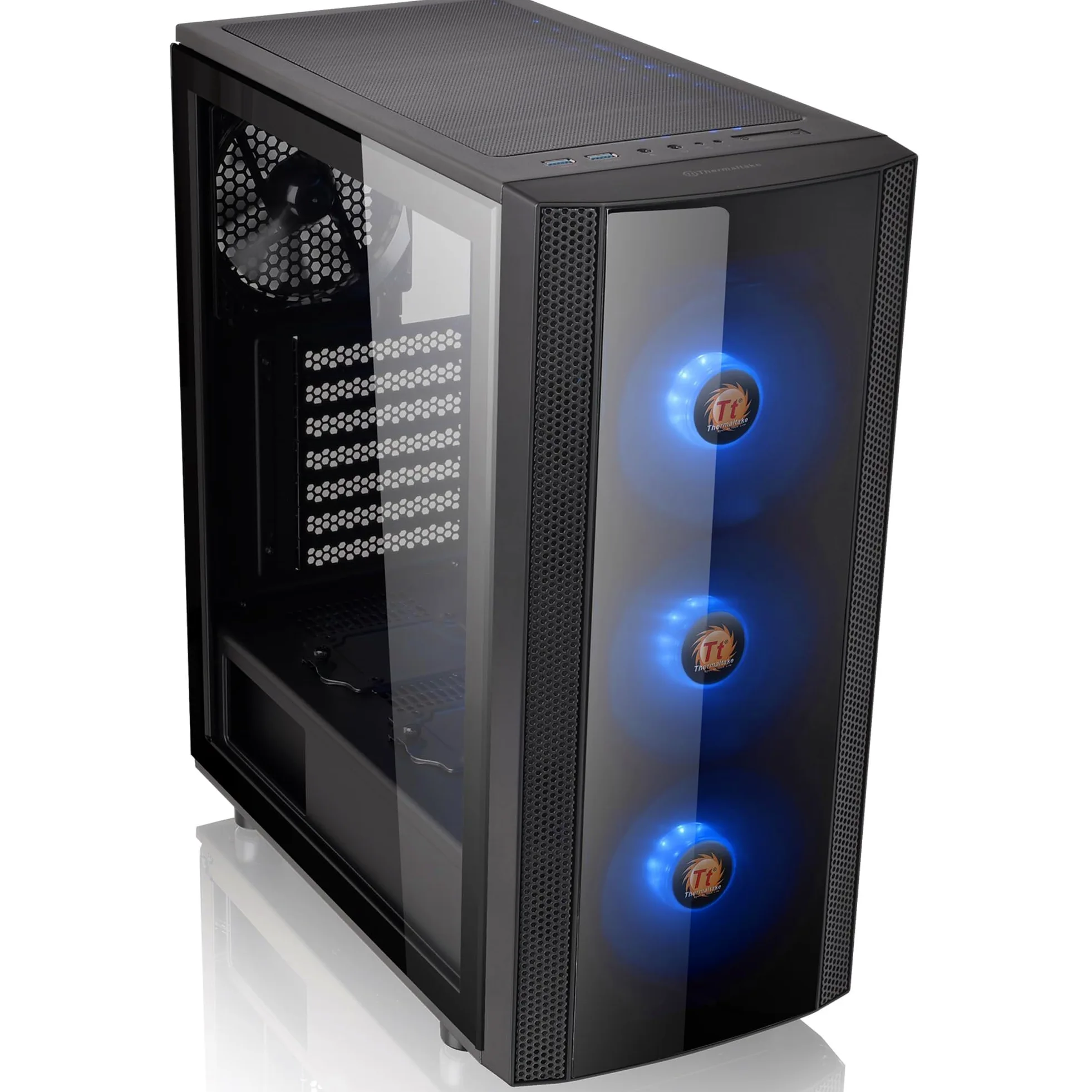 Thermaltake Versa J25 TG RGB Case per Desktop PC, Nero