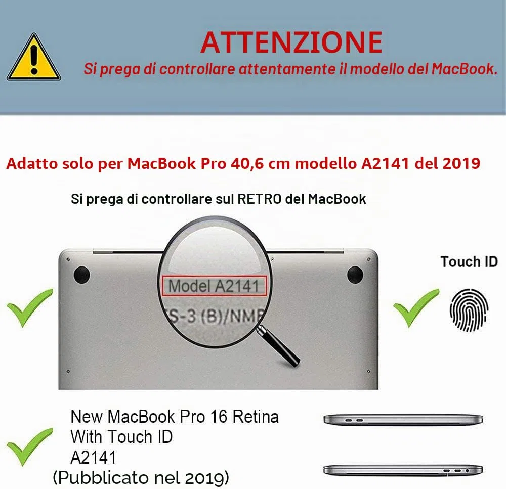 TECOOL Cover compatibile con MacBook Pro 16 Pollici 2020 2019 (A2141) con Touch Bar, Custodia Rigida Protettiva Sottile in Plastica Superficie Liscia, Cristallo Trasparente