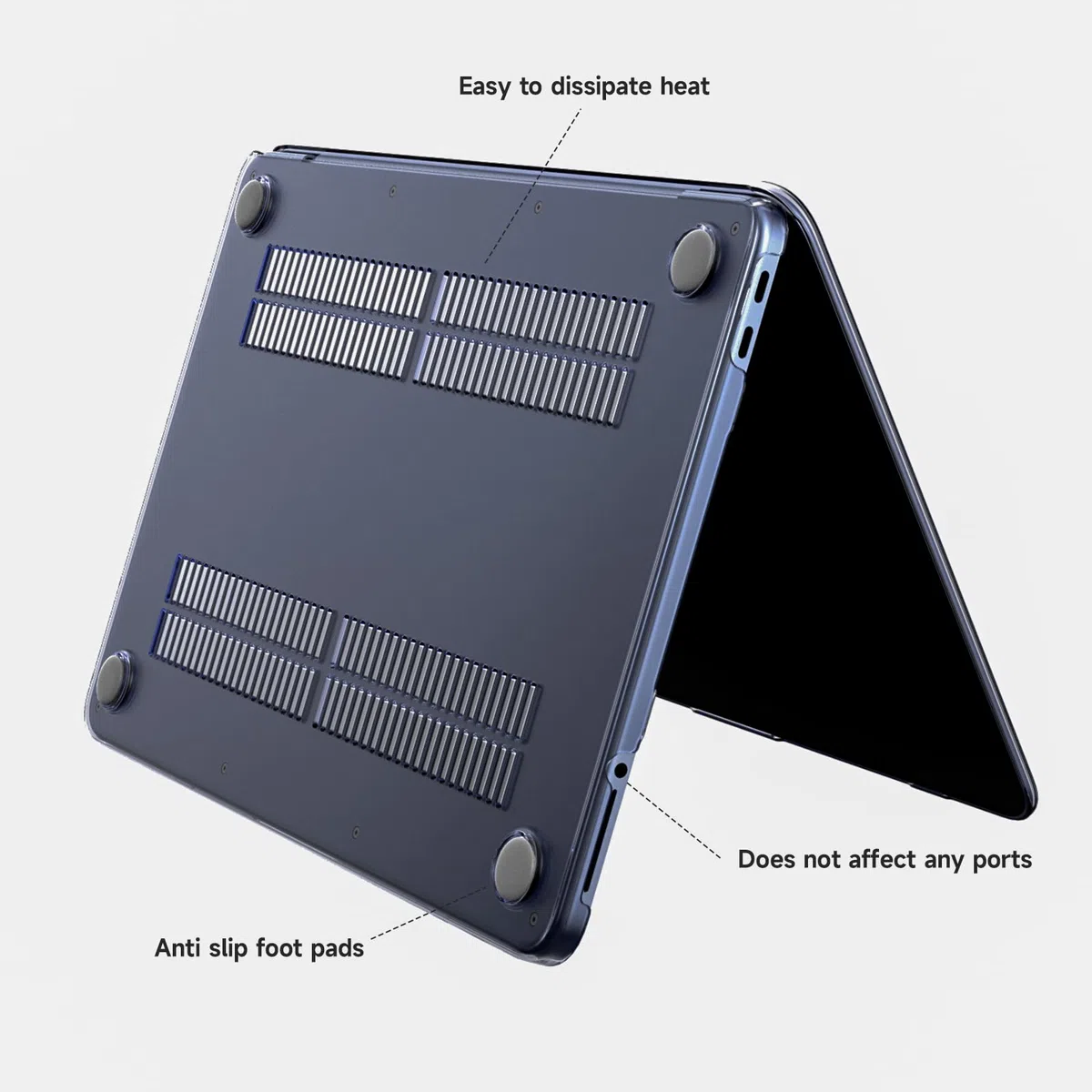 Cover compatibile con MacBook Neo 13 pollici A18 Pro A3404, uscita nel 2026, Custodia dura per Mac Book Neo 13", Indaco trasparente