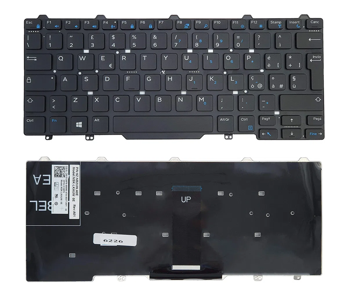 new net Keyboards - Tastiera ITALIANA 0138F6 NSK-LKAUW 9Z.NB2UW.A0E 01PM8M 07J19R 010M30 098KF2 compatibile con Notebook Dell Latitude 3340 3350