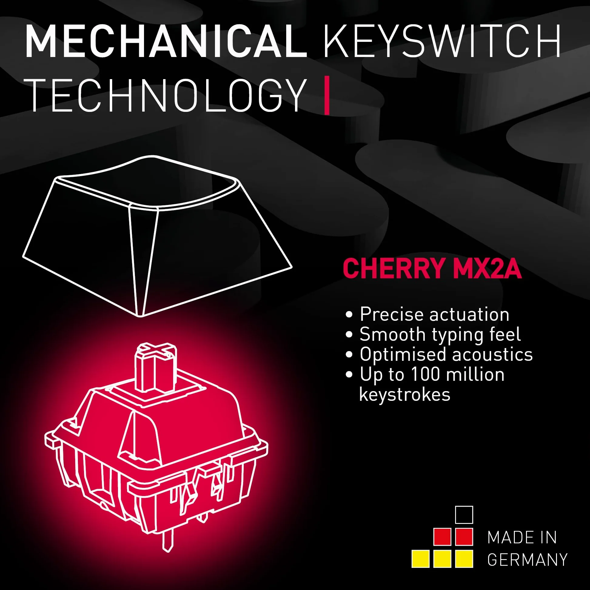 Cherry Xtfy MX 2.0S - Tastiera meccanica da gioco cablata con nuovi switch MX2A, colore: bianco, rosso MX2A