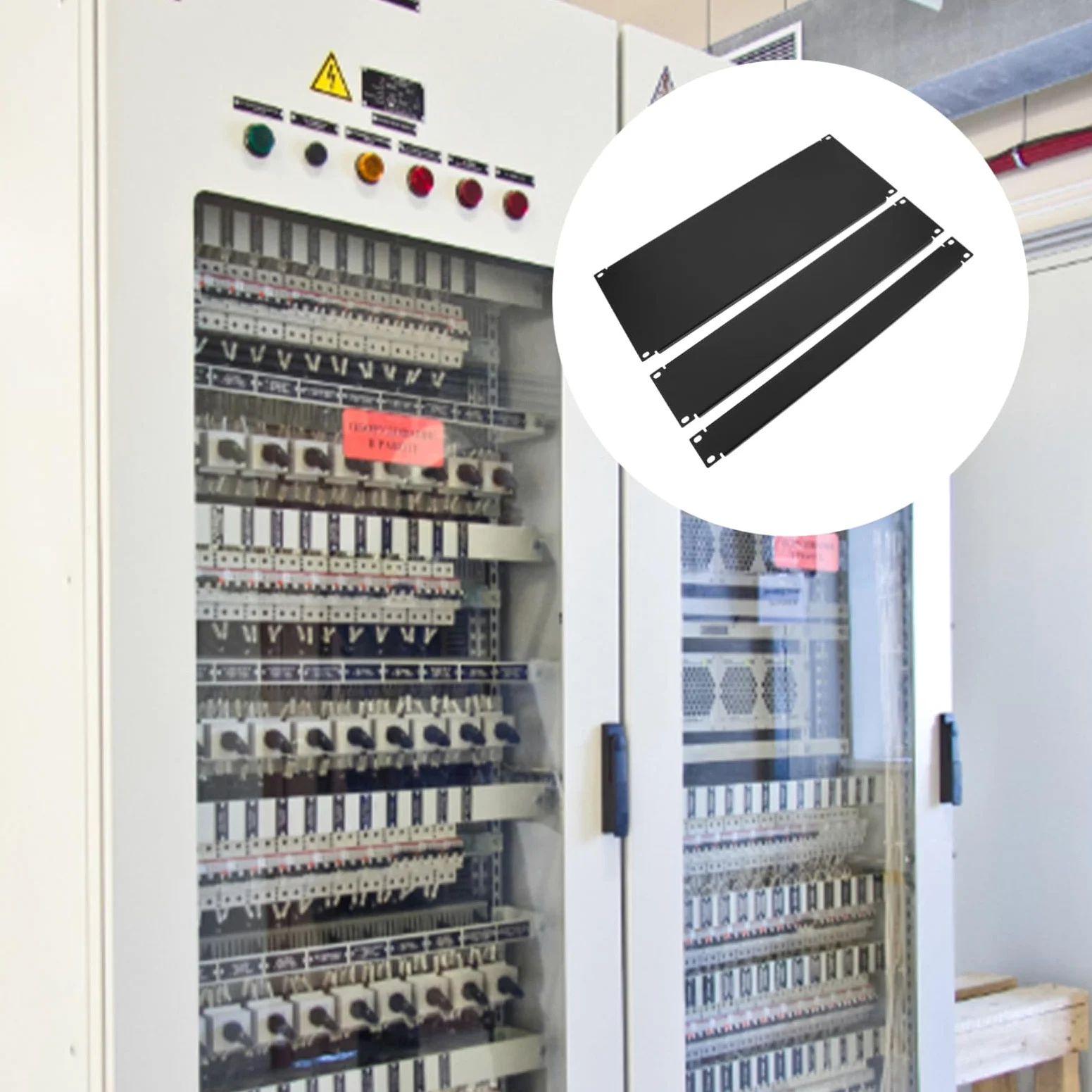 KALLORY 3 Pezzi Piatti di Copertura in Metallo Nero per Armadi Rack 1u 2u Taglie, Resistente All'usura e Facile da Usare, Copertura per Montaggio in Sala Macchine