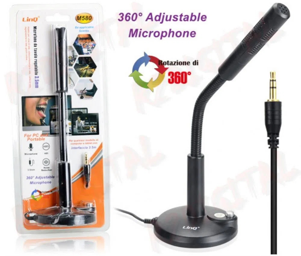 Microfono per computer jack 3.5mm Plug Play da tavolo con pulsante Mute per videoconferenze aziendali, lezioni online, registrazione, podcasting, giochi, chat, Skype (jack M580)