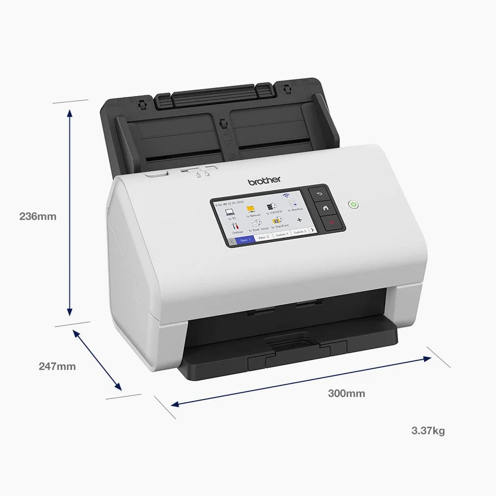 Brother ADS-4900W Scanner con ADF + alimentatore di fogli 600 x 600 DPI A4 Nero, Bianco (ADS-4900W 2-SIDED SCAN UP TO - 60PPM / 120IPM 100 SHEET ADF 100)