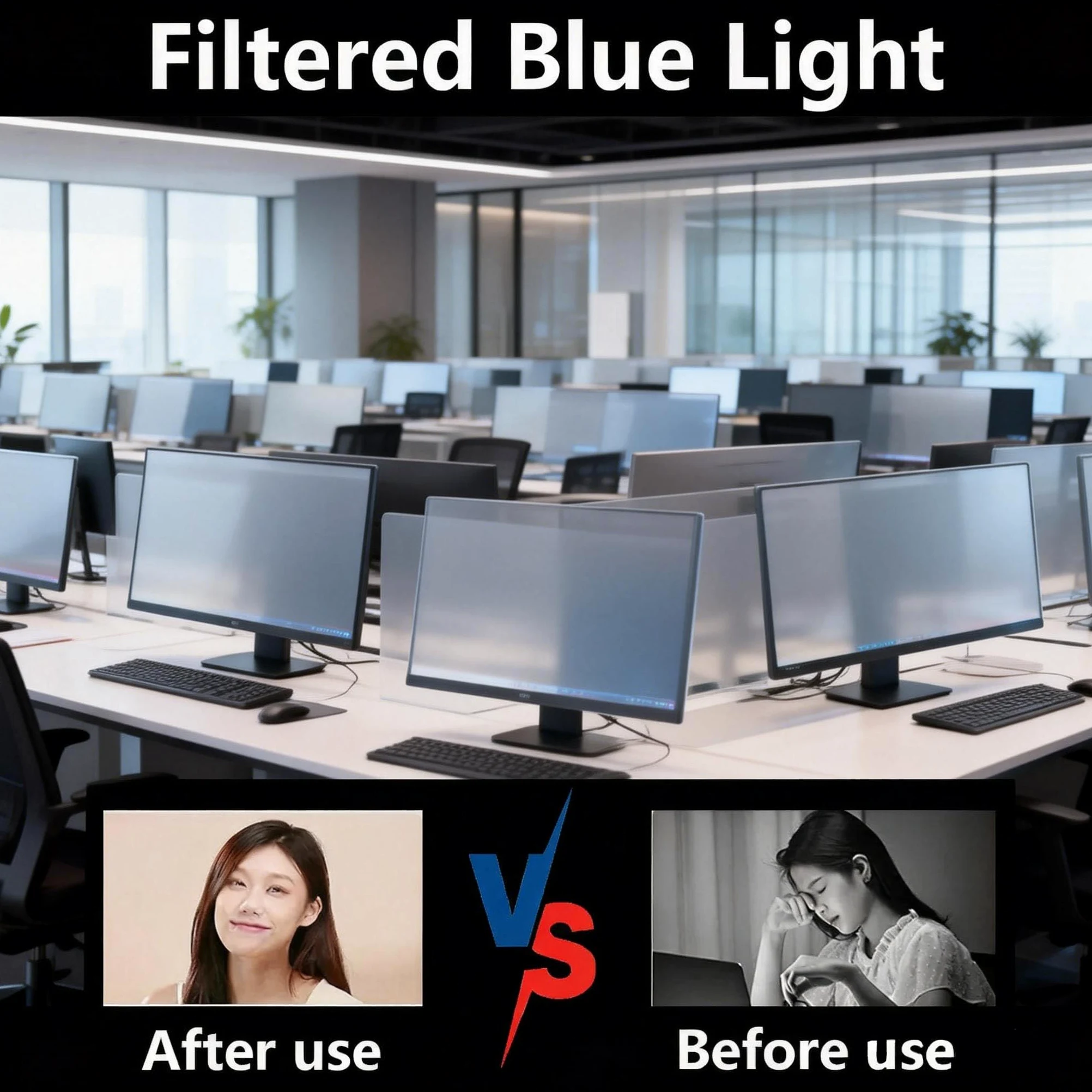 Pellicola protettiva per la privacy per monitor da 24 pollici, filtro anti luce blu per computer, pellicola protettiva per monitor per la cura degli occhi (16:9, 547 mm x 320 mm)