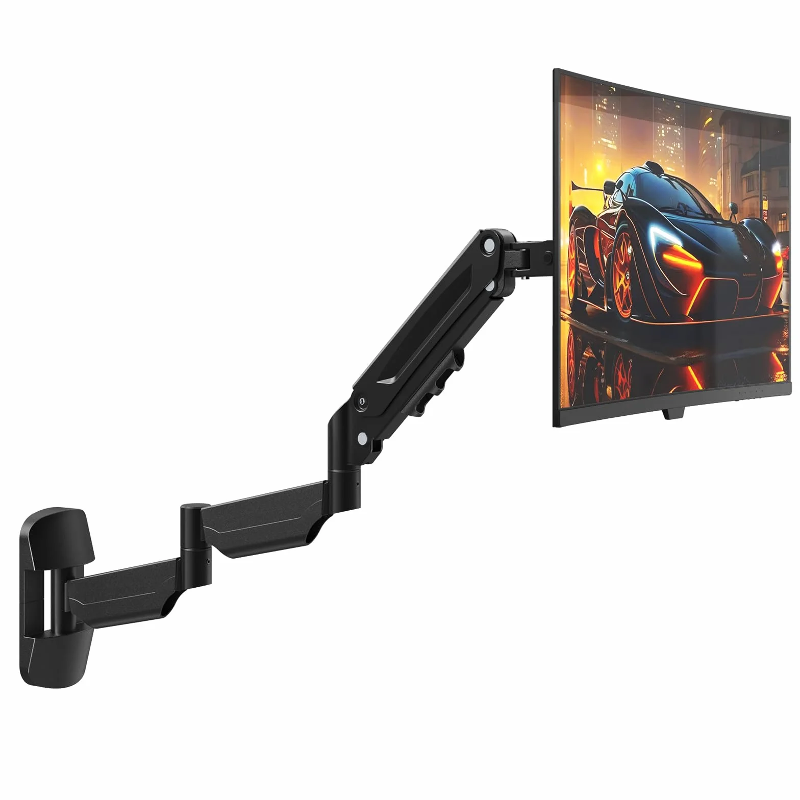 Braccio da Parete per Monitor 17-32 Pollici - Supporto Extra Lungo con Ammortizzatore a Gas Regolabile, per Schermi LED/LCD/TV fino a 9 kg, VESA 75/100, Nero