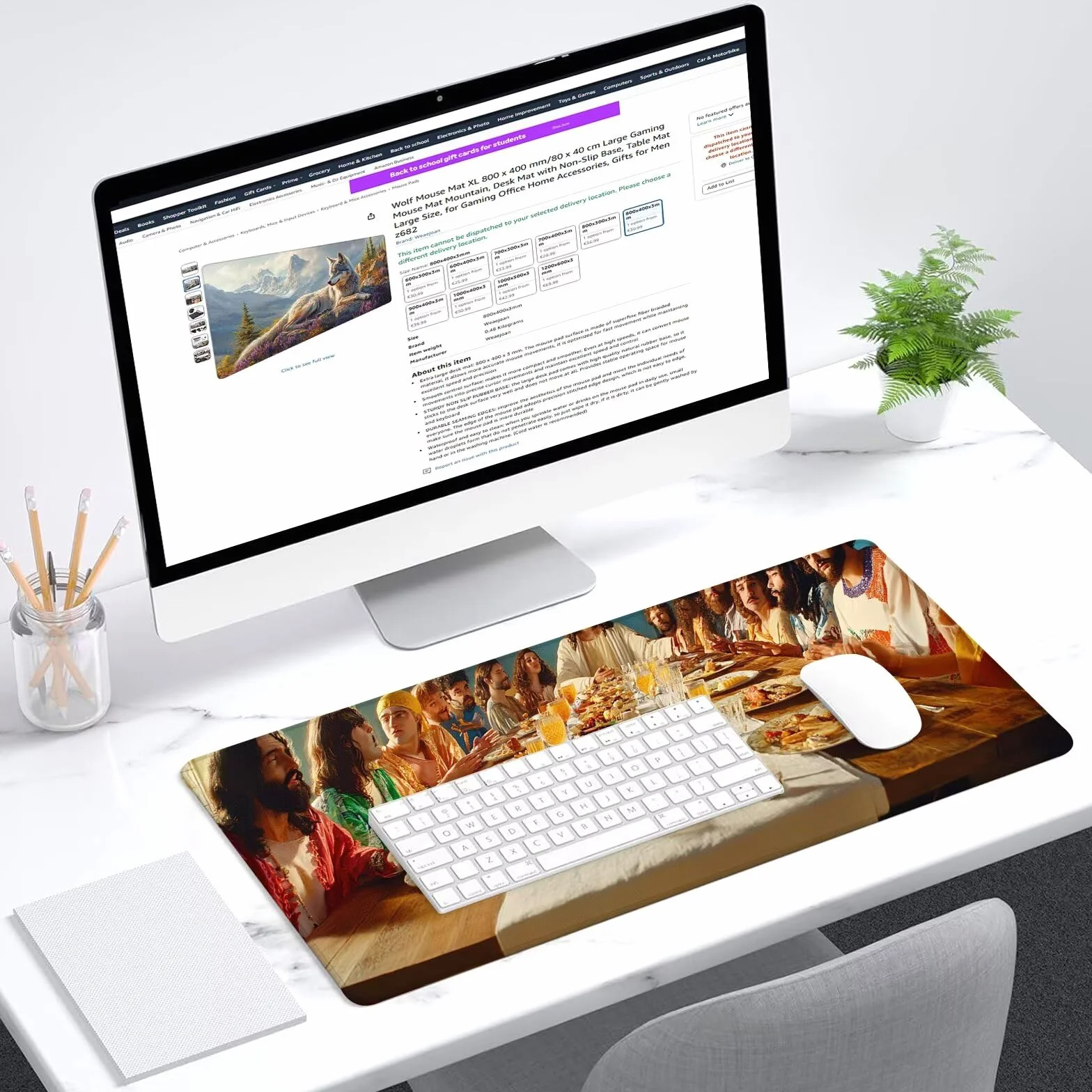 L'Ultima Cena Tappetino Mouse XXL Gaming 1200x600 mm 2025 Nuovo Festa Tappetino Scrivania Impermeabile,Mousepad con Base in Gomma Antiscivolo,Migliora Precisione e Velocità per Gaming,Ufficio,-dd846