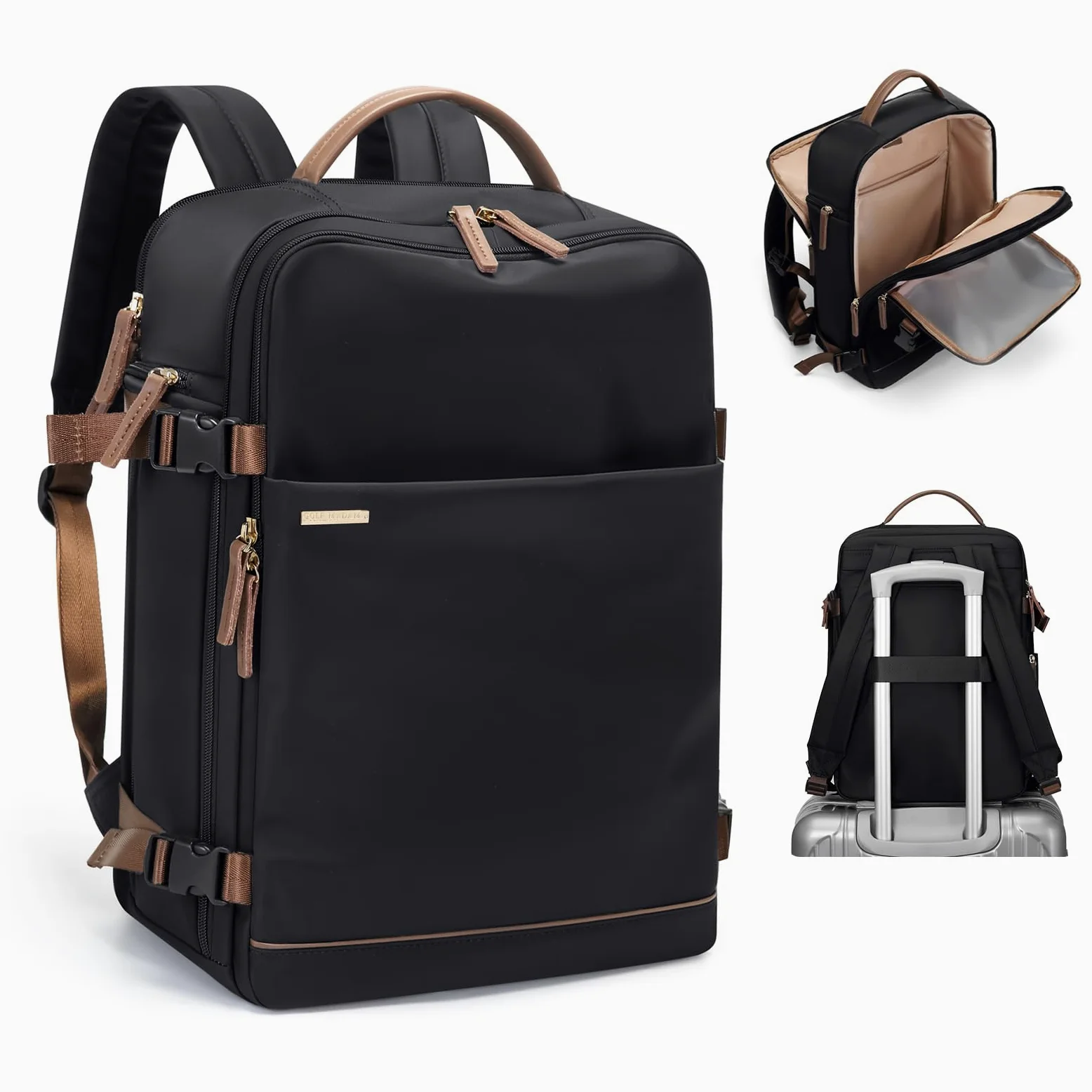 GOLF SUPAGS Zaino per Laptop con Scomparto per Laptop Separato Adatto a Notebook da 15,6 Pollici Borsa per Computer di Grande Capacità per Zaini da Lavoro e da Viaggio per Università da Donna (Nero)