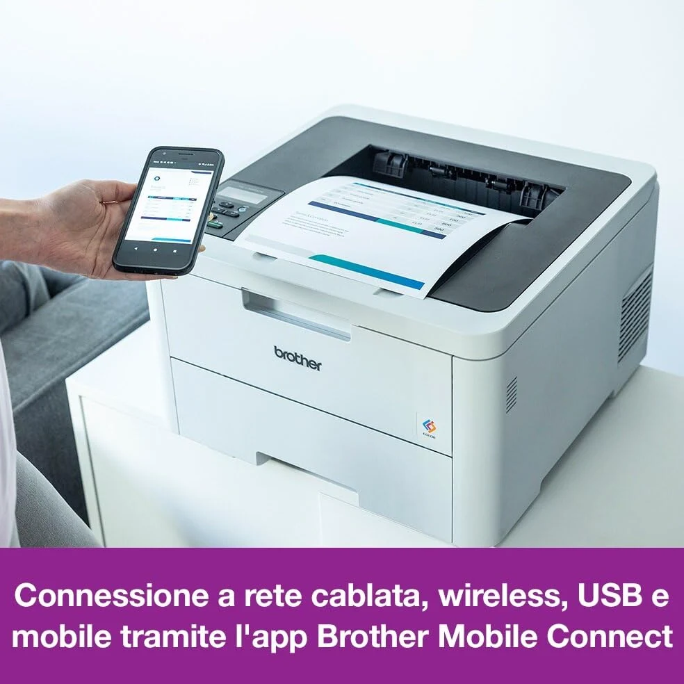 Brother HLL3220CW | LED a Colori Ecopro ready |18 ppm | Display LCD| USB e Wi-Fi |Cassetto da 250 fogli| Toner inclusi da 500 pag