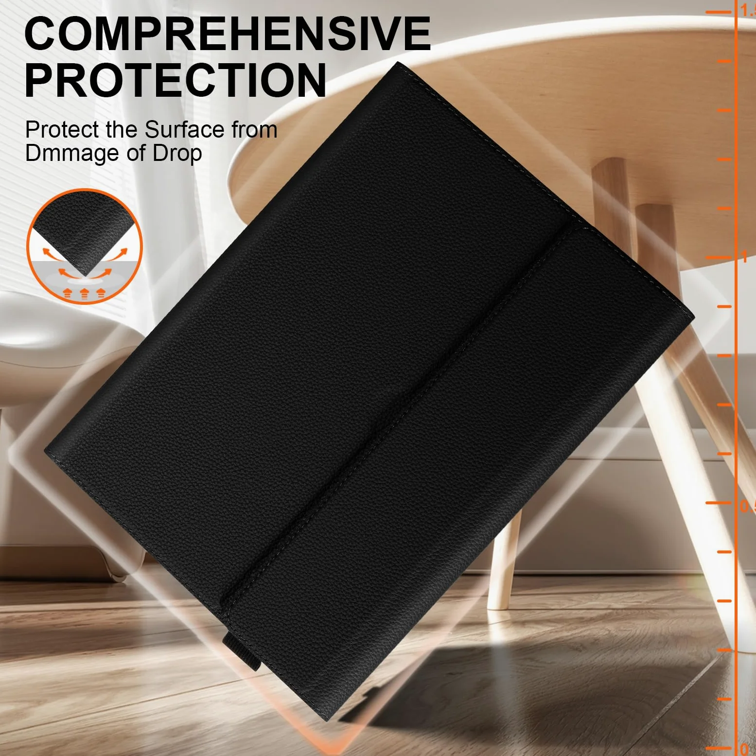 Custodia per Microsoft Surface Pro 9/10/11 Custodia da 13 pollici 2022/2024 Custodia protettiva in pelle compatibile con tastiera e portamatite, nera
