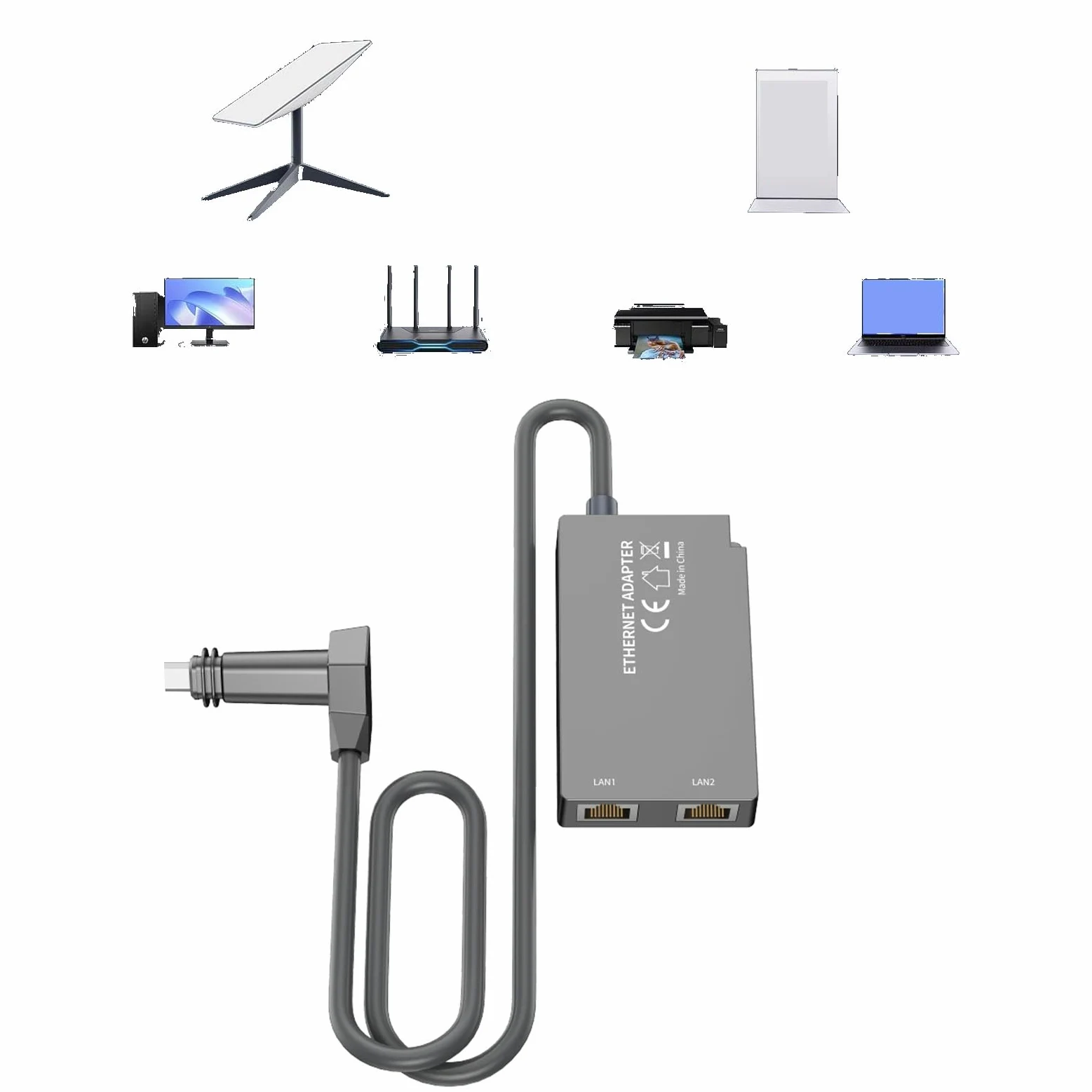 Gen 2 V2 2 Porte Satellite Ethernet Adapter Connessione stabile 1 Gbps Adattatore Ethernet di rete esterna cablata