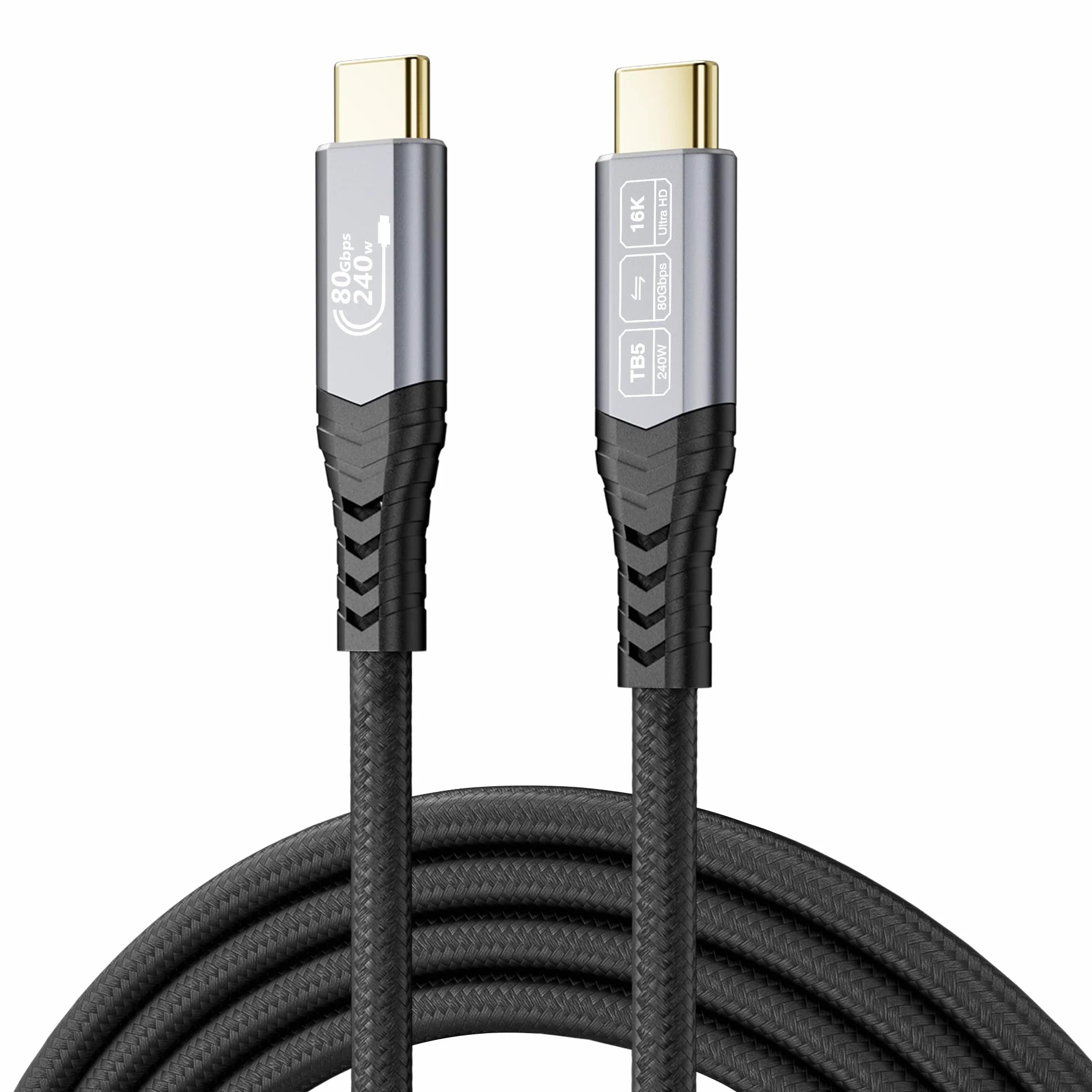 80Gbps USB 4 V2.0 Cavo Thunderbolt 5 3m, unidirezionale fino a 120Gbps, Video 16K/Dual 8K@60Hz, 240W, Compatibile con Thunderbolt 4/3, USB C, Laptop,eGPU,Display,Smartphone