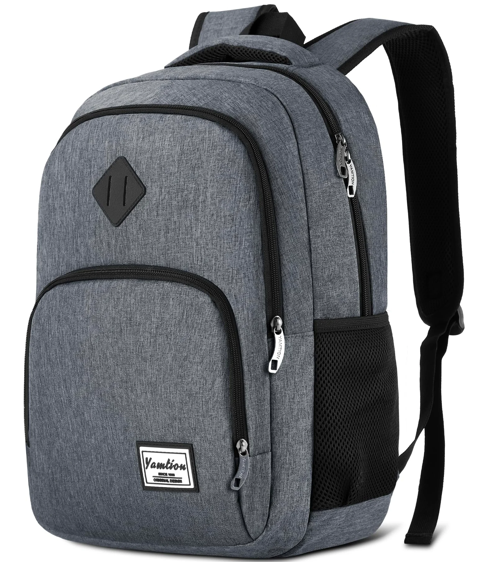 YAMTION - Zaino per uomo e donna, zaino per la scuola, per adolescenti, per laptop da 17,3 pollici (44 cm), zaino per computer portatile, con porta di ricarica USB, per lavoro, studio, viaggi