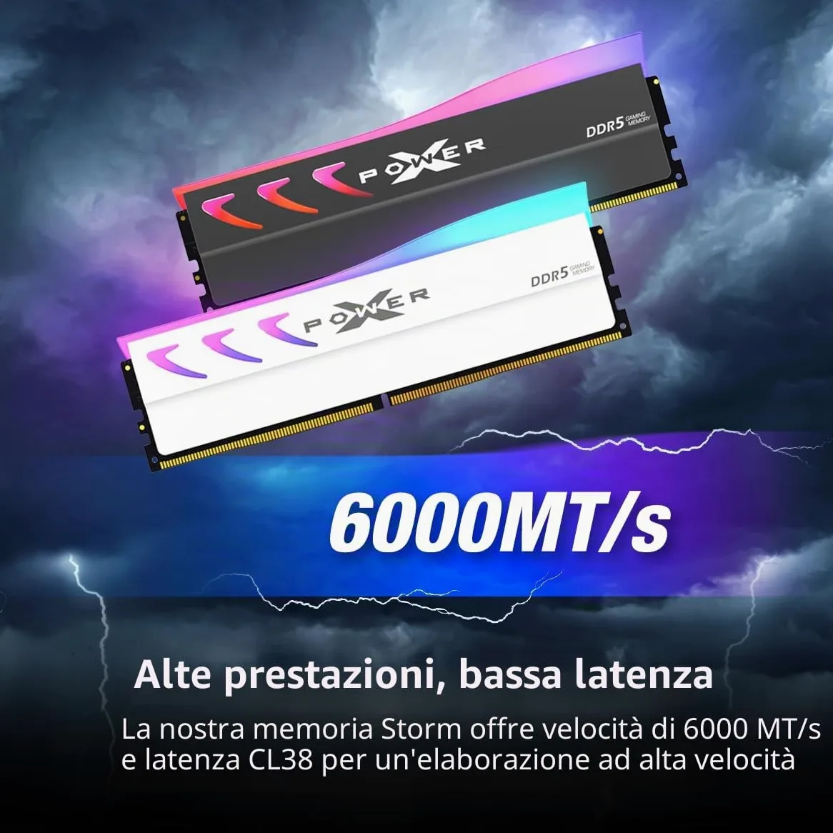 Silicon Power SP064GXLWU60BFDL - Modulo di memoria RAM DDR5 64GB (2x32GB) Storm RGB 6000MT/s (PC5-48000) 288-pin CL38 1,35 V UDIMM Desktop RAM SP064GXLWU60BFDL