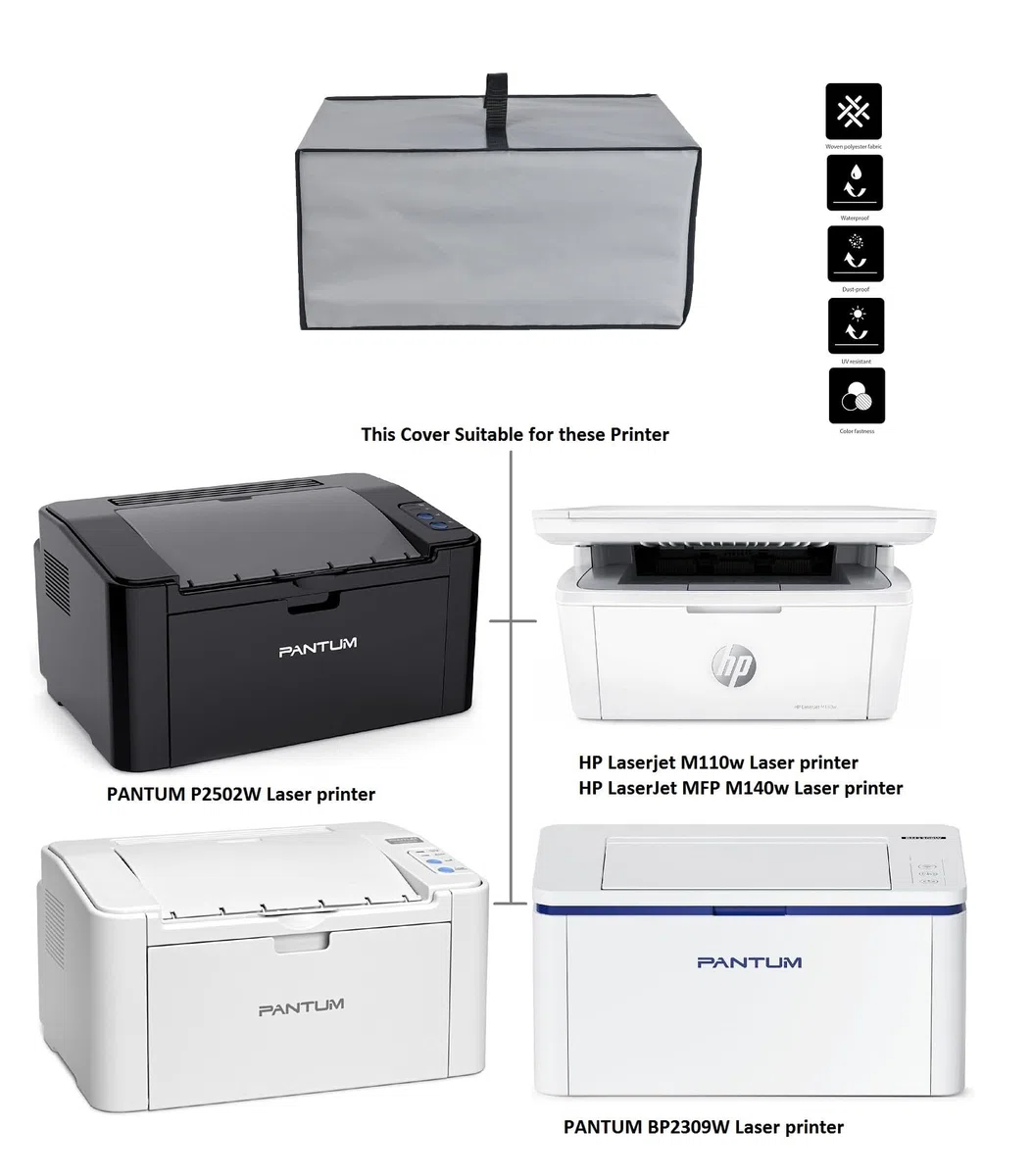 Copertura antipolvere antistatica impermeabile per stampante laser HP LaserJet MFP M140w/M110w Wireless/PANTUM P2502W/BP2309W (grigio argento)