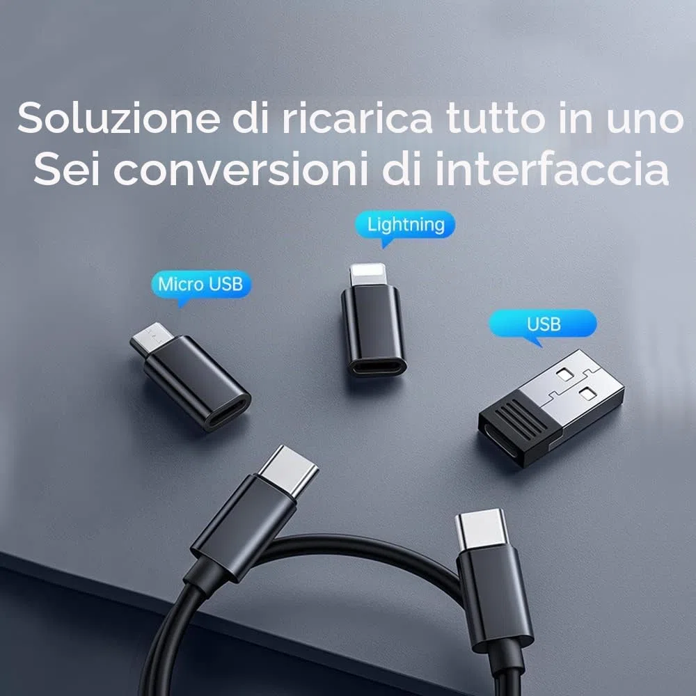 McDodo Set di Adattatori USB C 60 W, Multi 6 in 1 con Custodia, Lightning/Micro/TF e Slot per Schede SIM per Cavi da Viaggio