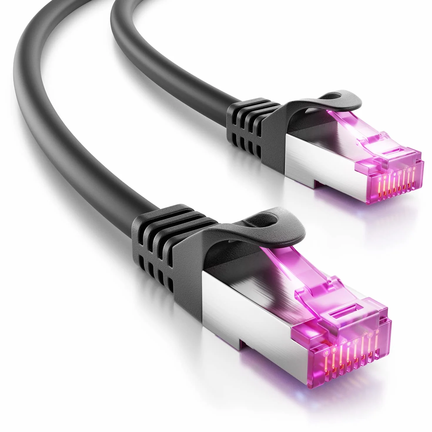 deleyCON 40m Cavo Rete CAT7 Outdoor per Esterno (10 Gbit/s, Schermatura S/FTP, Rame) Connettore RJ45 Ethernet LAN Patch - Resistente Intemperie - per Telecamere, PoE, Campeggio ecc.