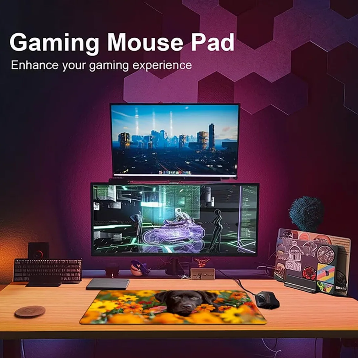 Tappetino per Mouse Gaming XXL 1200x600x3mm– Ufficio Mousepad Grande – Migliora la Velocità e la Precisione Tenuta Stabile Sottomano per Ufficio e Casa Accessori Scrivania Cane PjY12069 N-U