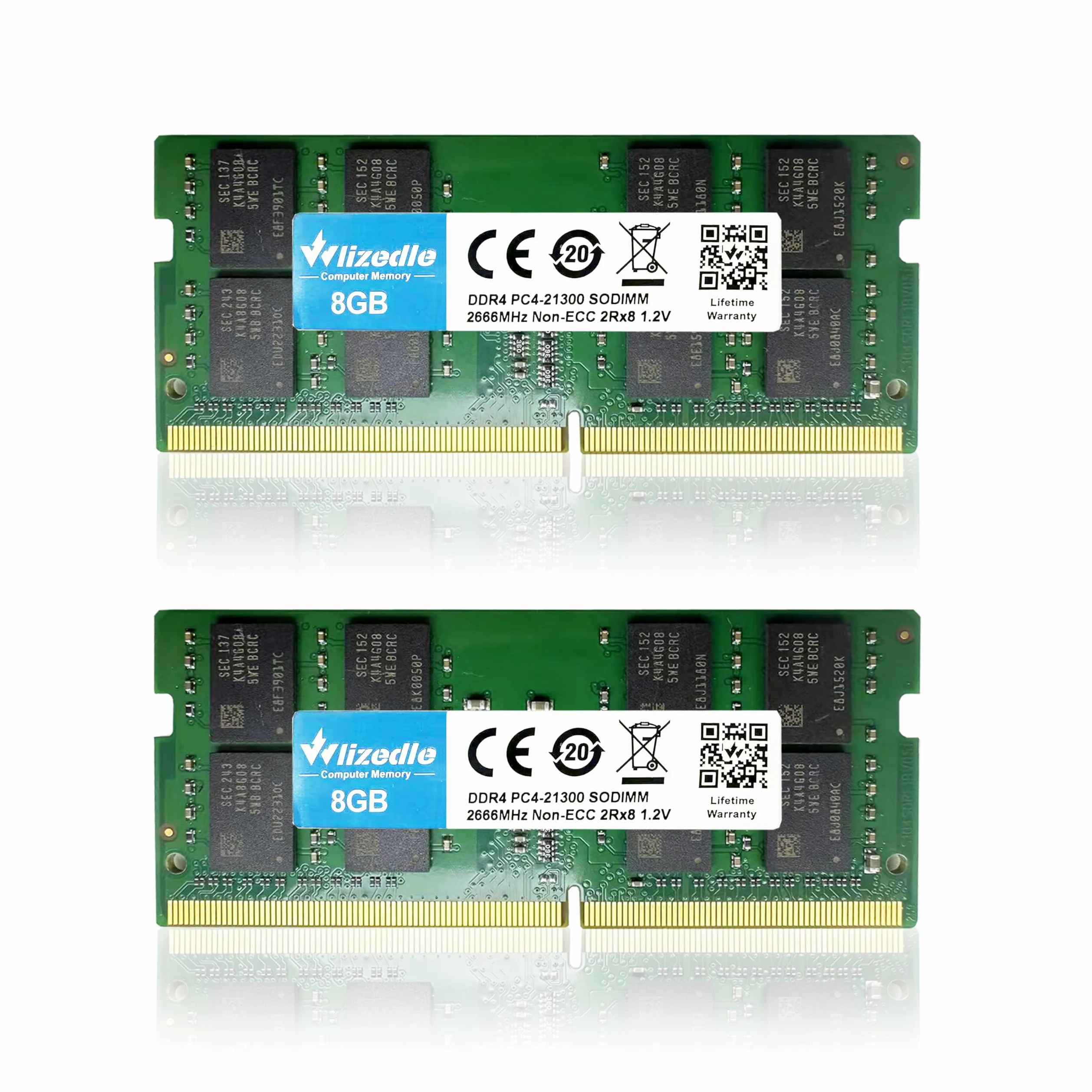 DDR4 2666MHz Laptop Memoria RAM 16GB Kit (2x8GB) CL19 SO-DIMM Modulo di Memoria PC4-21300 260-Pin 1.2V Non-ECC 2Rx8 Upgrade Notebook Memory per Computer Portatile, Verde