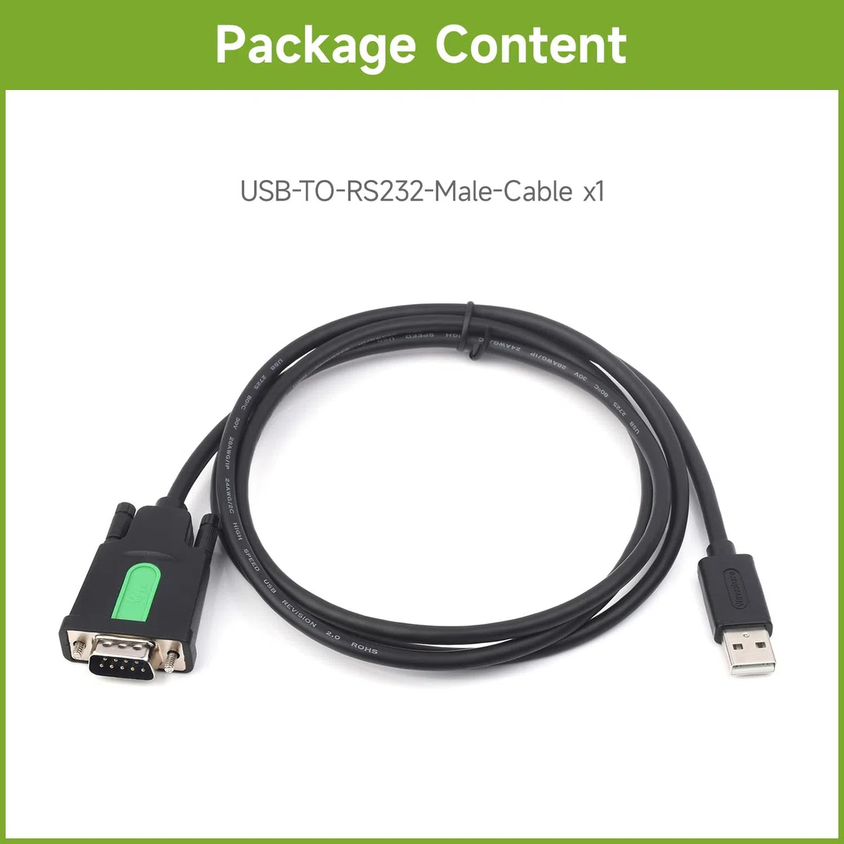 Waveshare Industrial USB to RS232 Adapter with Original FT232RL FTDI Chip,USB Type A to RS232 Male DB9 (9Pin) Serial Converter Cable for Cashier Register,Modem,Scanner,Digital Cameras, 5FT/1.5m