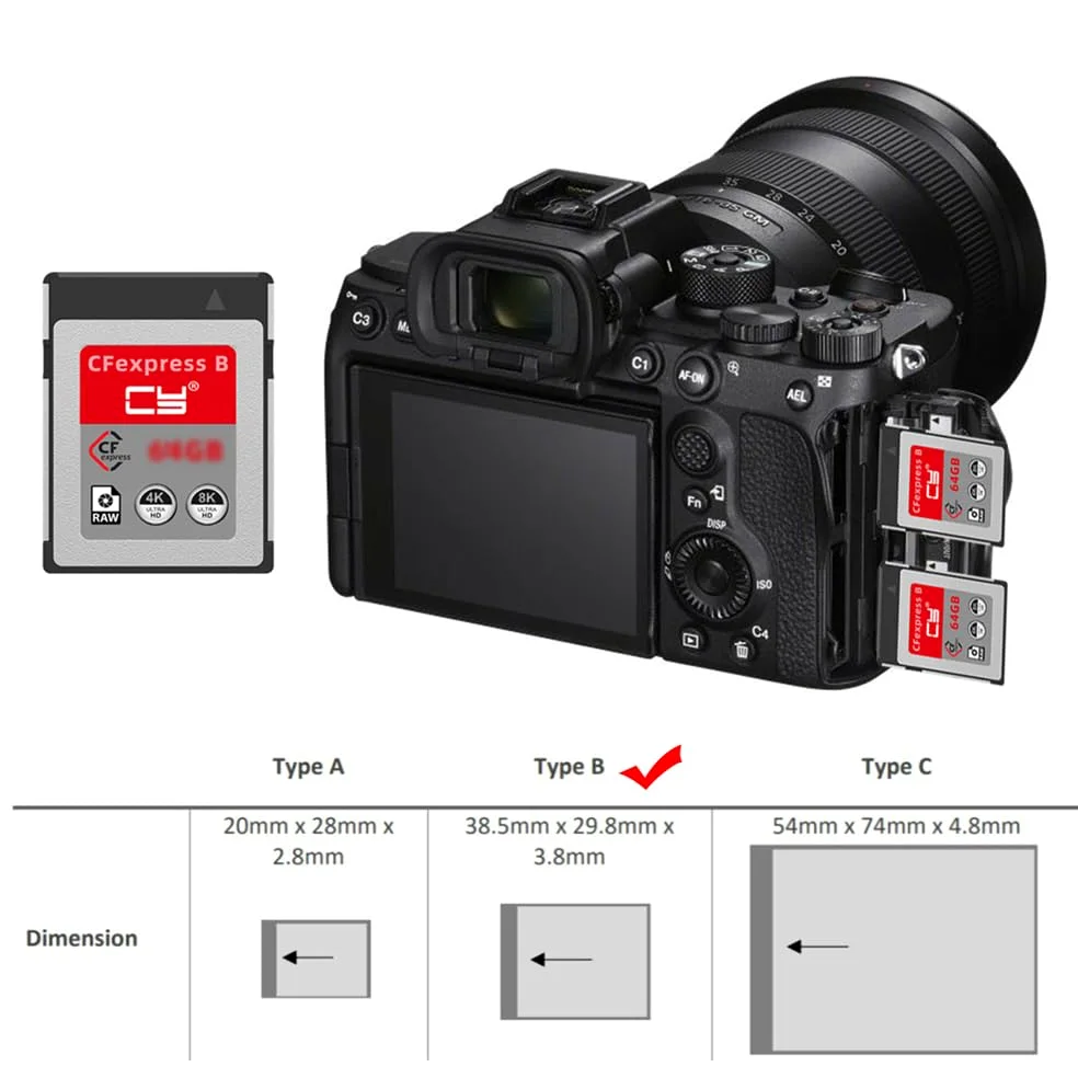 cablecc Scheda di memoria CFEXPRESS da 256 GB, tipo B, adattatore CFE CFB compatibile con XS Camera 8K RAW PCIE espansione